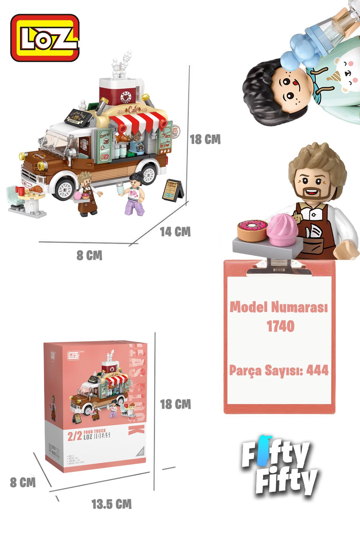 Loz Mini Block Serisi Food Truck/pizza Kamyonu -LZ1739 (490 Parça) Oyuncak Yapım Seti