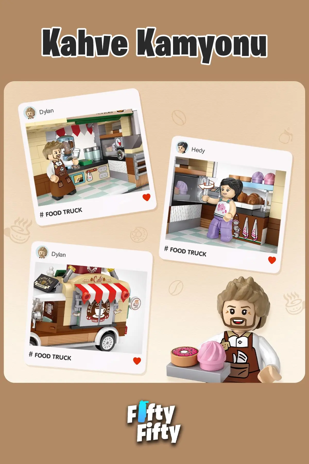 LOZ Mini Block Serisi Food Truck/Kahve Kamyonu -LZ1740 (444 Parça) Oyuncak Yapım Seti