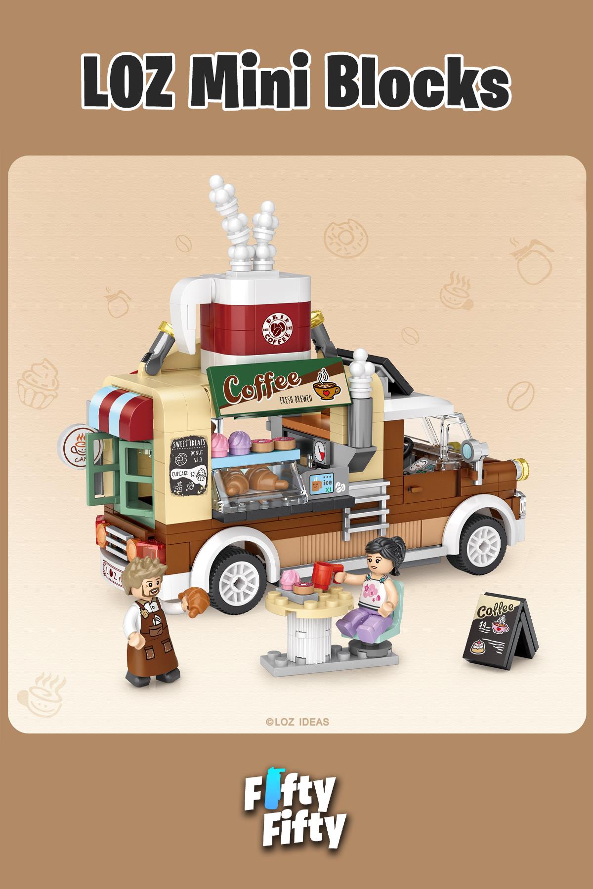 Loz Mini Block Serisi Food Truck/pizza Kamyonu -LZ1739 (490 Parça) Oyuncak Yapım Seti