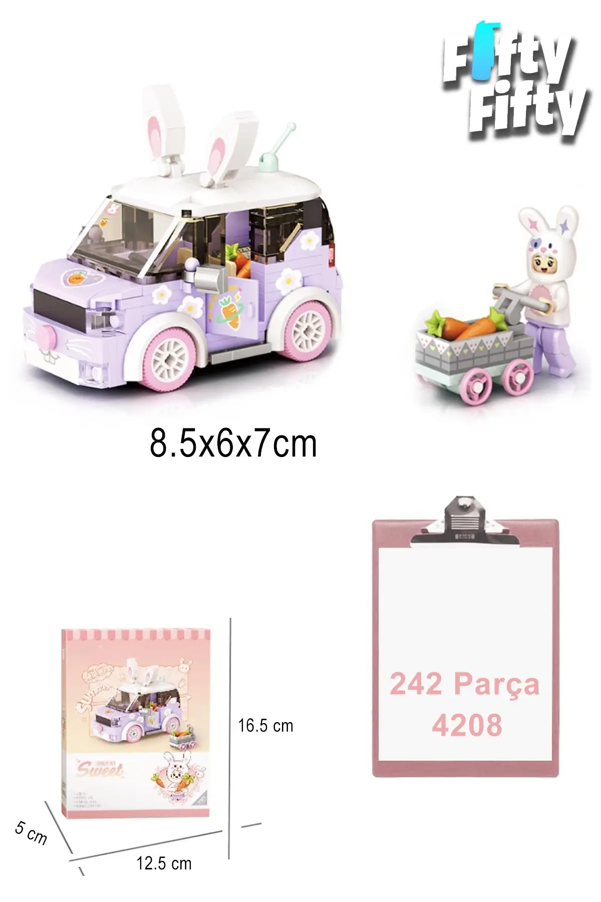 Loz Mini Block Serisi/ Mor Araba -LZ4208 (242 Parça) Oyuncak Yapım Seti