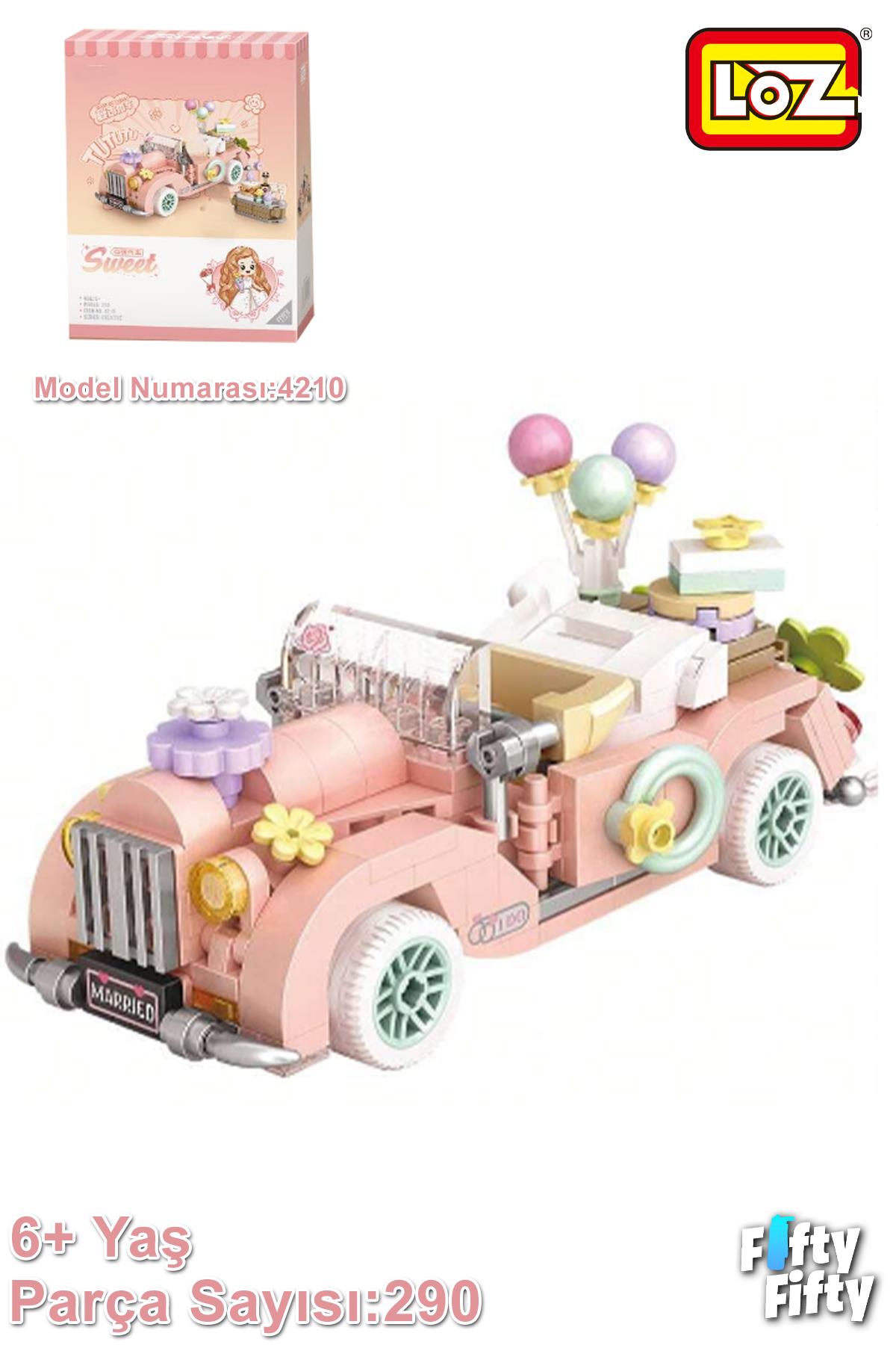 Loz Mini Block Serisi/ Pembe Araba -LZ4210 (290 Parça) Oyuncak Yapım Seti
