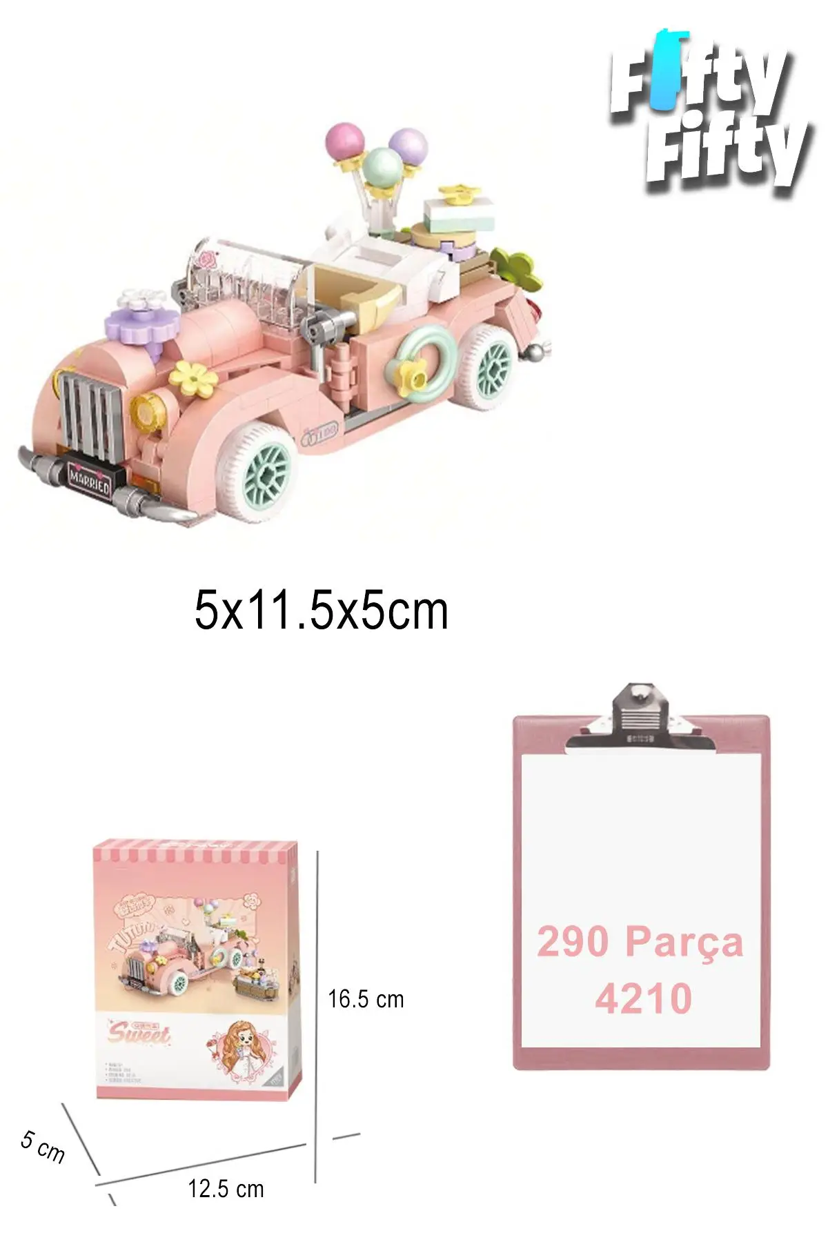 Loz Mini Block Serisi/ Pembe Araba -LZ4210 (290 Parça) Oyuncak Yapım Seti