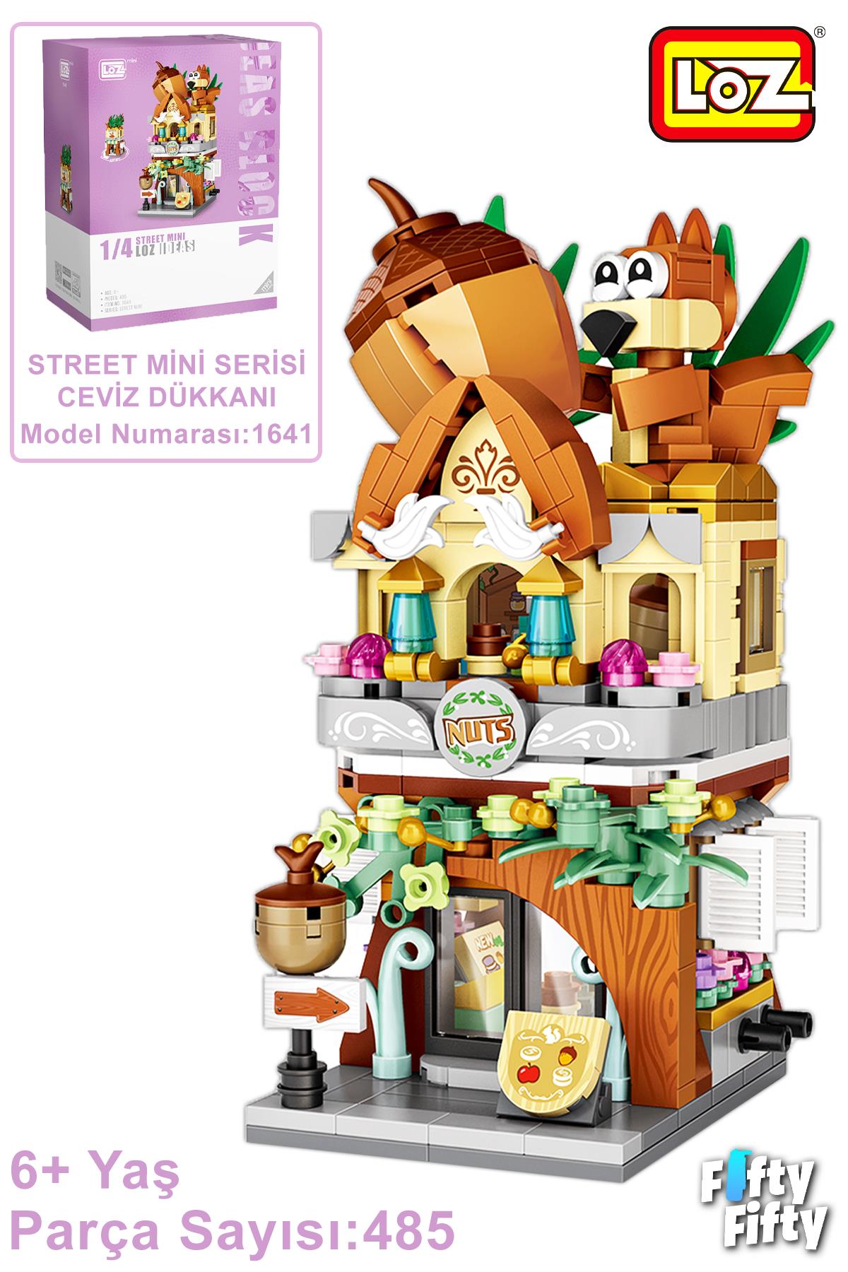 Loz Street Mini Serisi Ceviz Dükkanı -LZ1641 (485 Parça) Oyuncak Yapım Seti