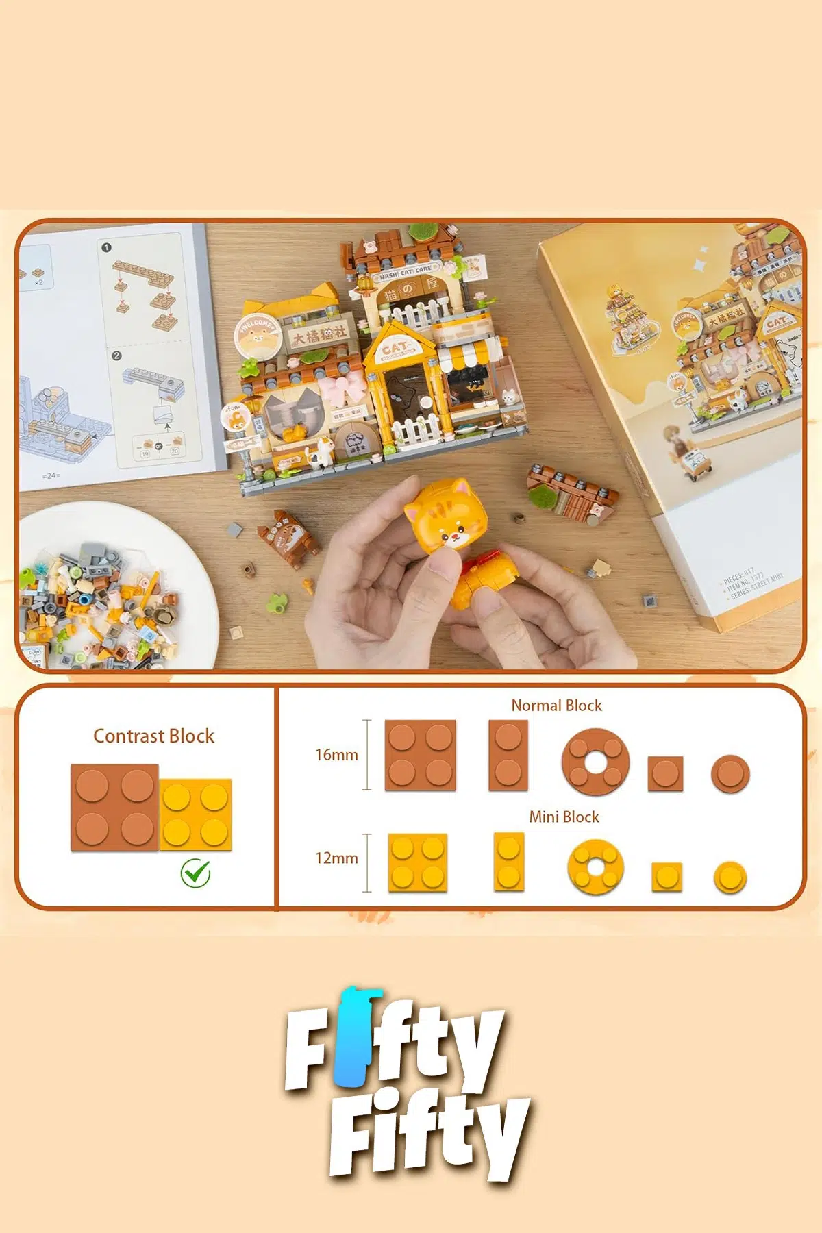 Loz Street Mini Serisi Kedi Temalı Dükkan 917 Parça Oyuncak Blok Yapım Seti FFLZ-1377