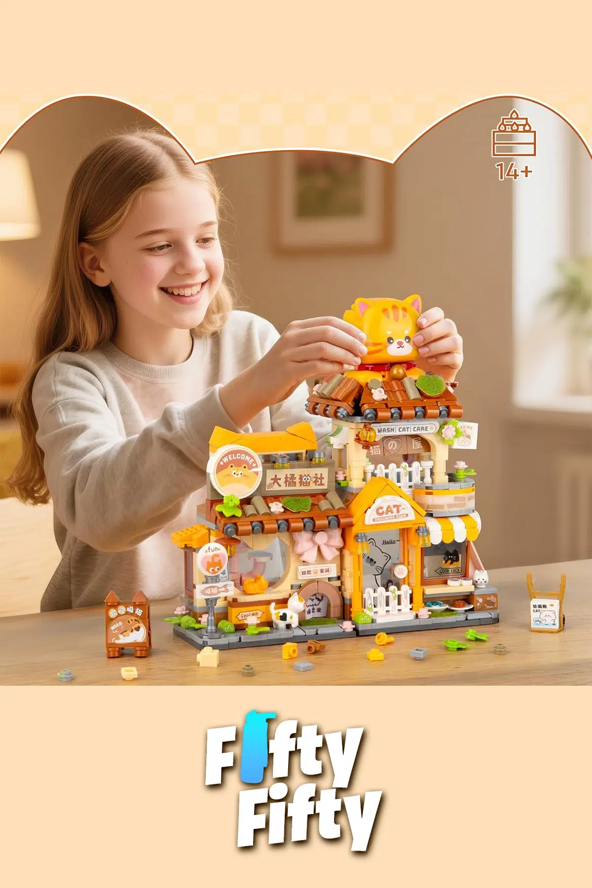 Loz Street Mini Serisi Kedi Temalı Dükkan 917 Parça Oyuncak Blok Yapım Seti FFLZ-1377