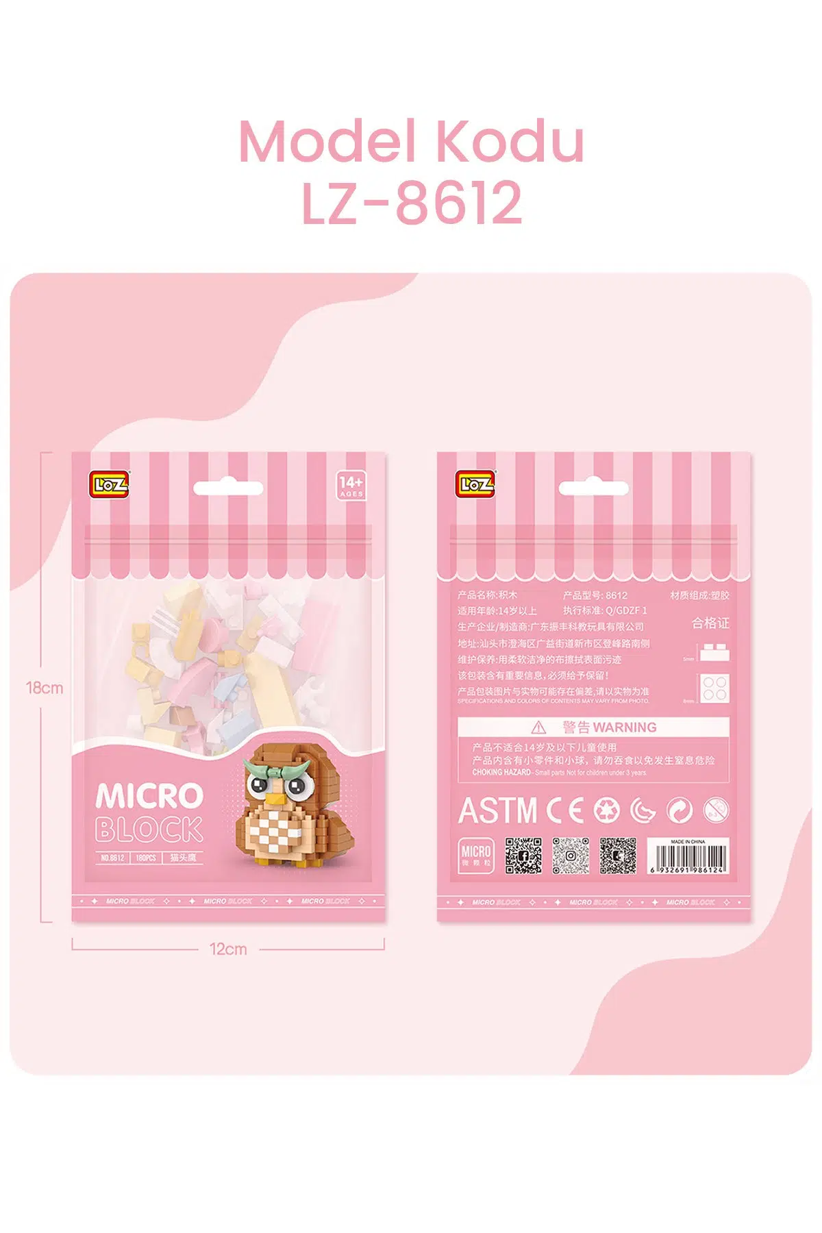 Loz Micro Block 4'lü Sevimli Hayvan Seti 4 Farklı Model Dekoratif Oyuncak Yapım Seti Yapı Blok Seti