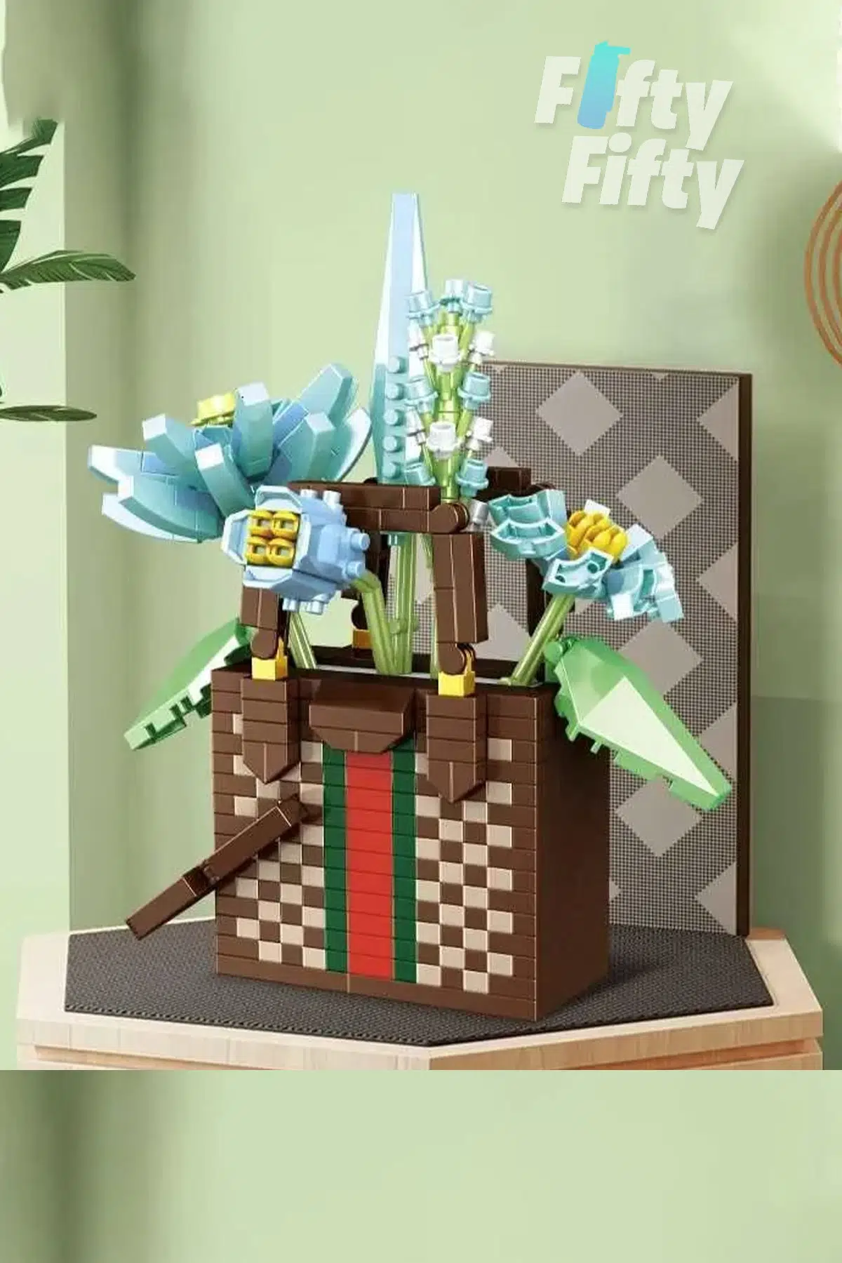 Panlos BOUTIQUE Serisi Kahverengi Damalı Çanta Figürü 688 Parça Oyuncak Yapım Seti -FFP1075