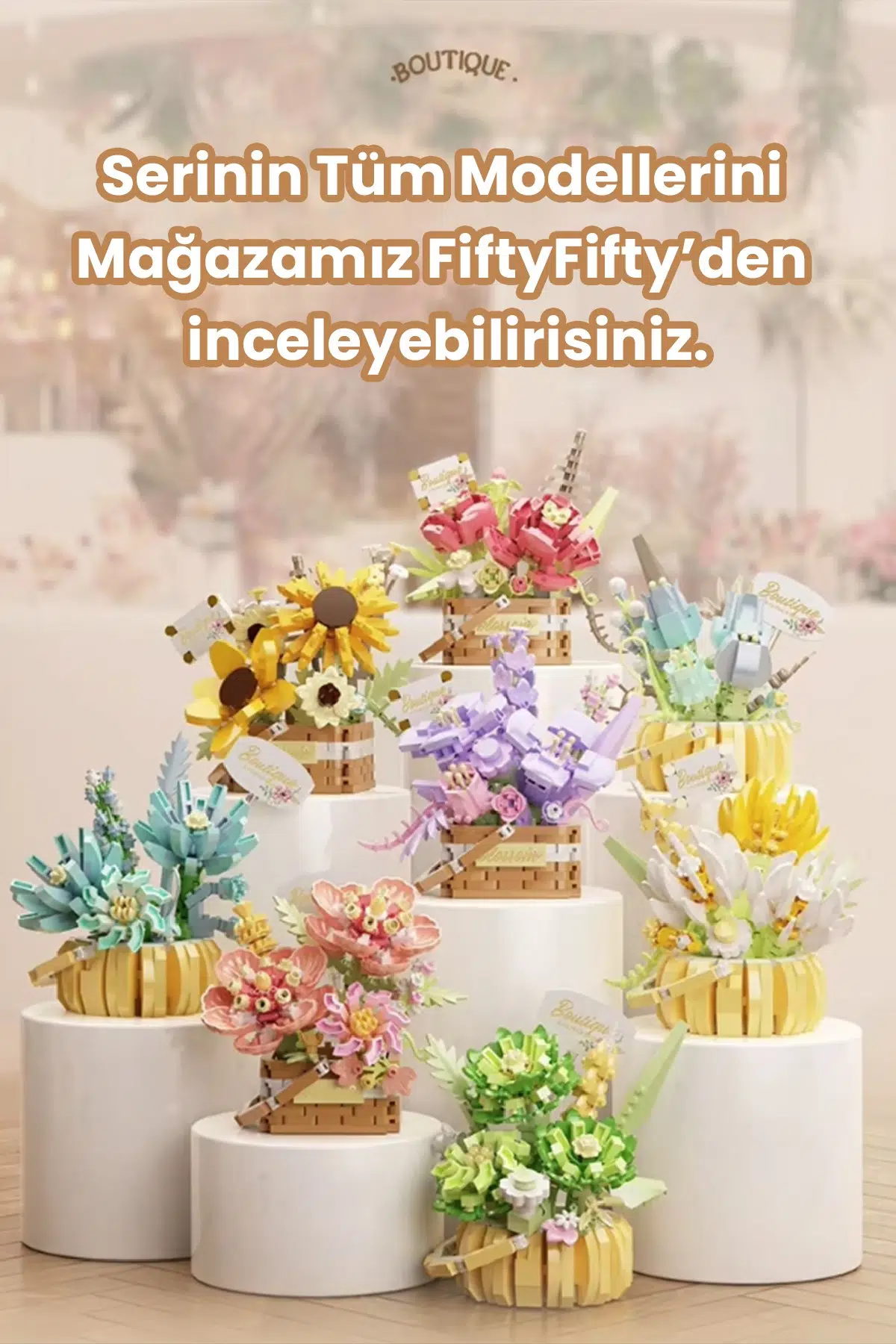 Panlos BOUTIQUE Serisi Mini Çiçek Buketi 455 Parça Oyuncak Yapım Seti -FFP1086