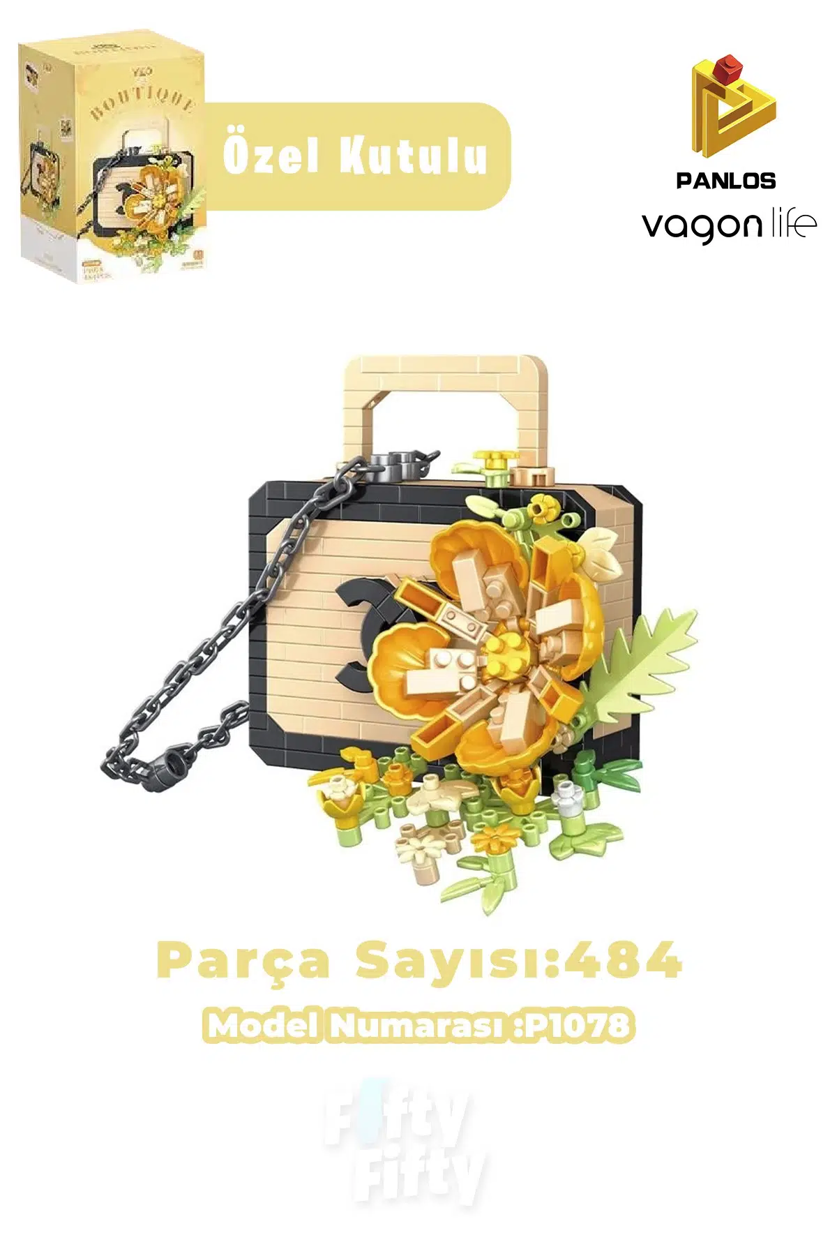 Panlos BOUTIQUE Serisi Siyah Çanta Figürü 484 Parça Oyuncak Yapım Seti -FFP1078