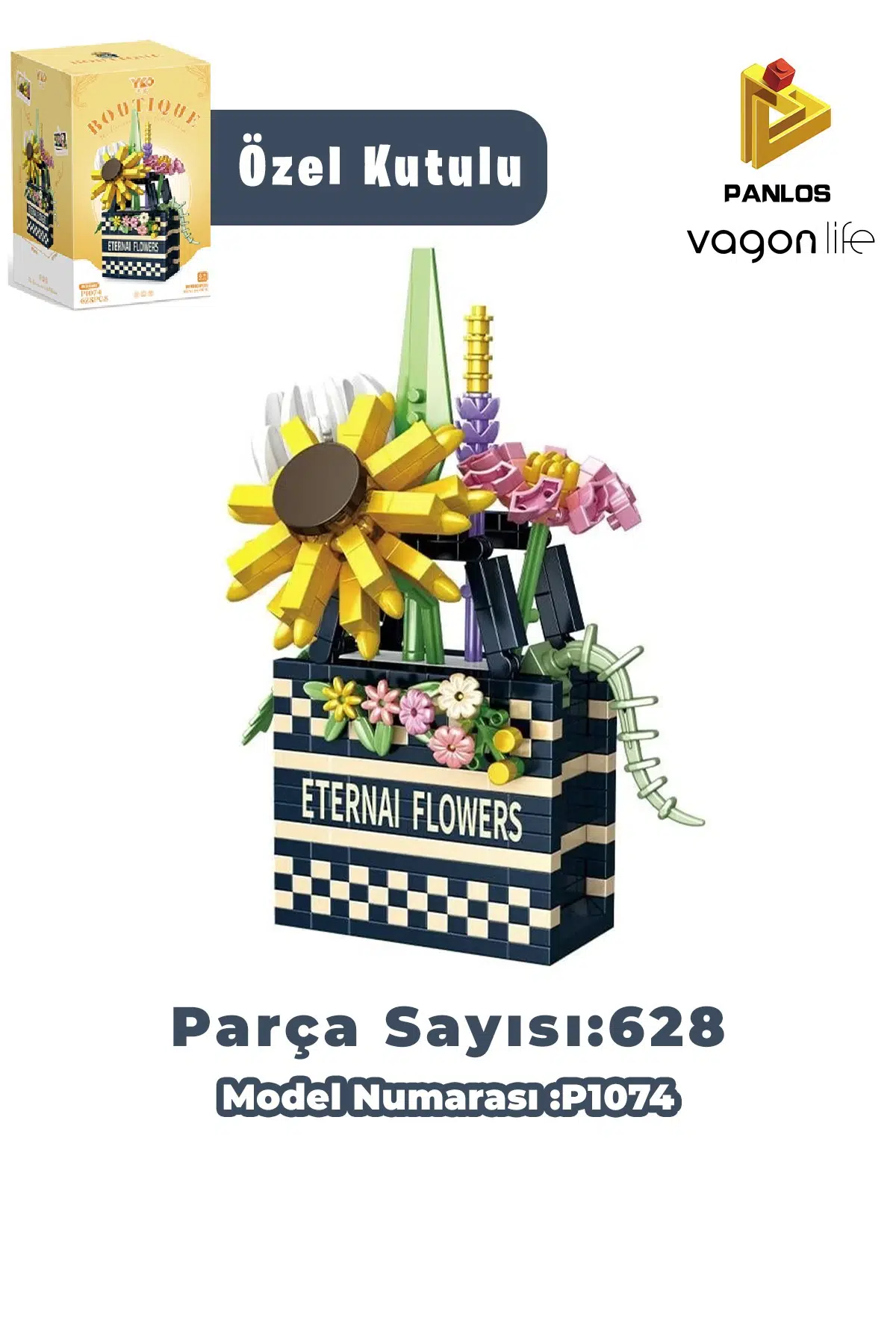 Panlos BOUTIQUE Serisi Siyah Damalı Çanta Figürü 628 Parça Oyuncak Yapım Seti -FFP1074
