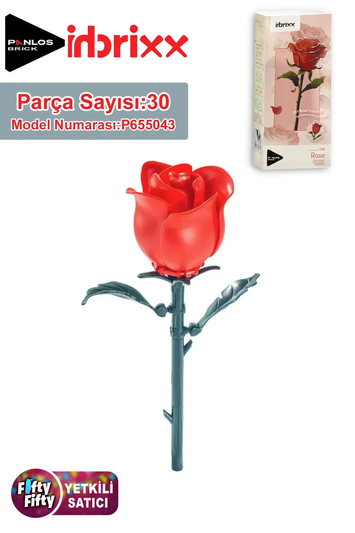 Panlos İnbrixx Serisi Dekoratif ve Koleksiyonluk Gül Çiçek Modeli 30 Parça Yapım Seti -FFPP655043
