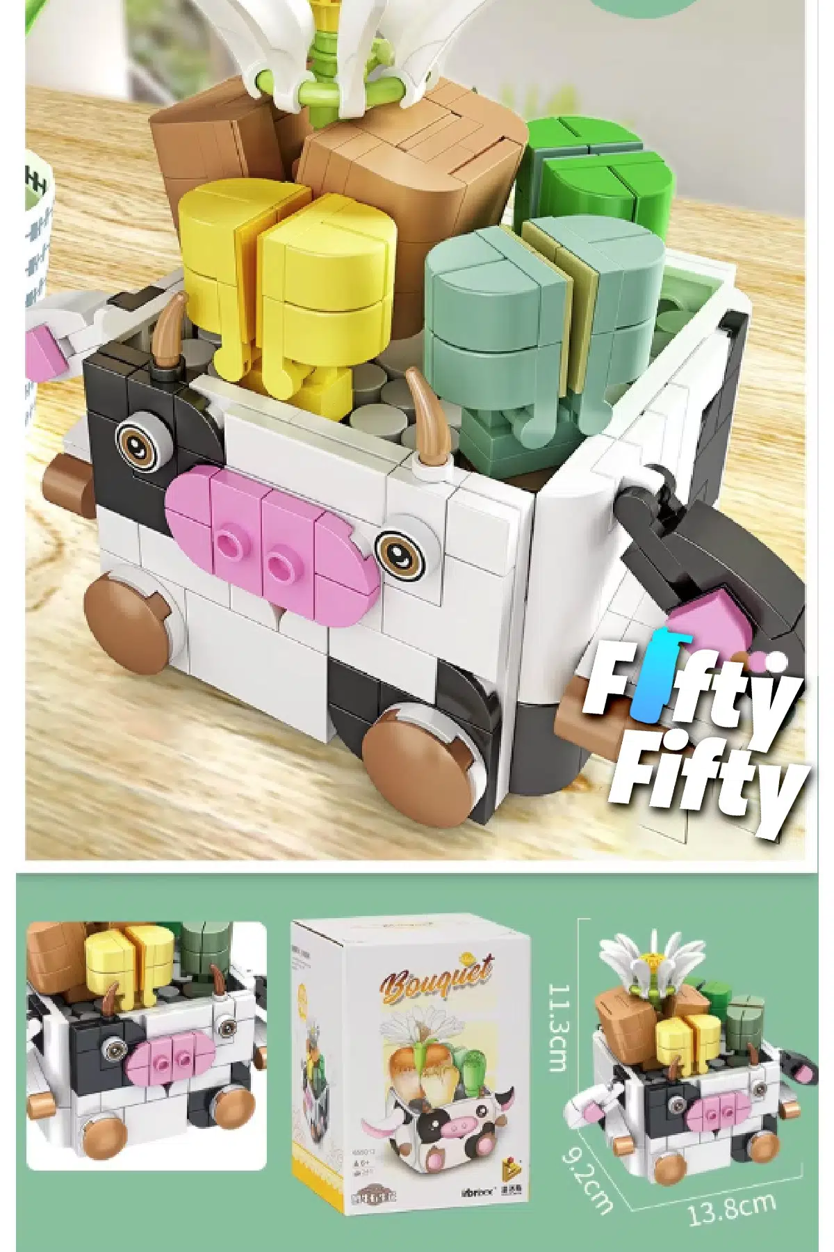 Panlos Mini Potted Plant Serisi İnek Figürü 341 Parça Oyuncak Yapım Seti -FFP655012