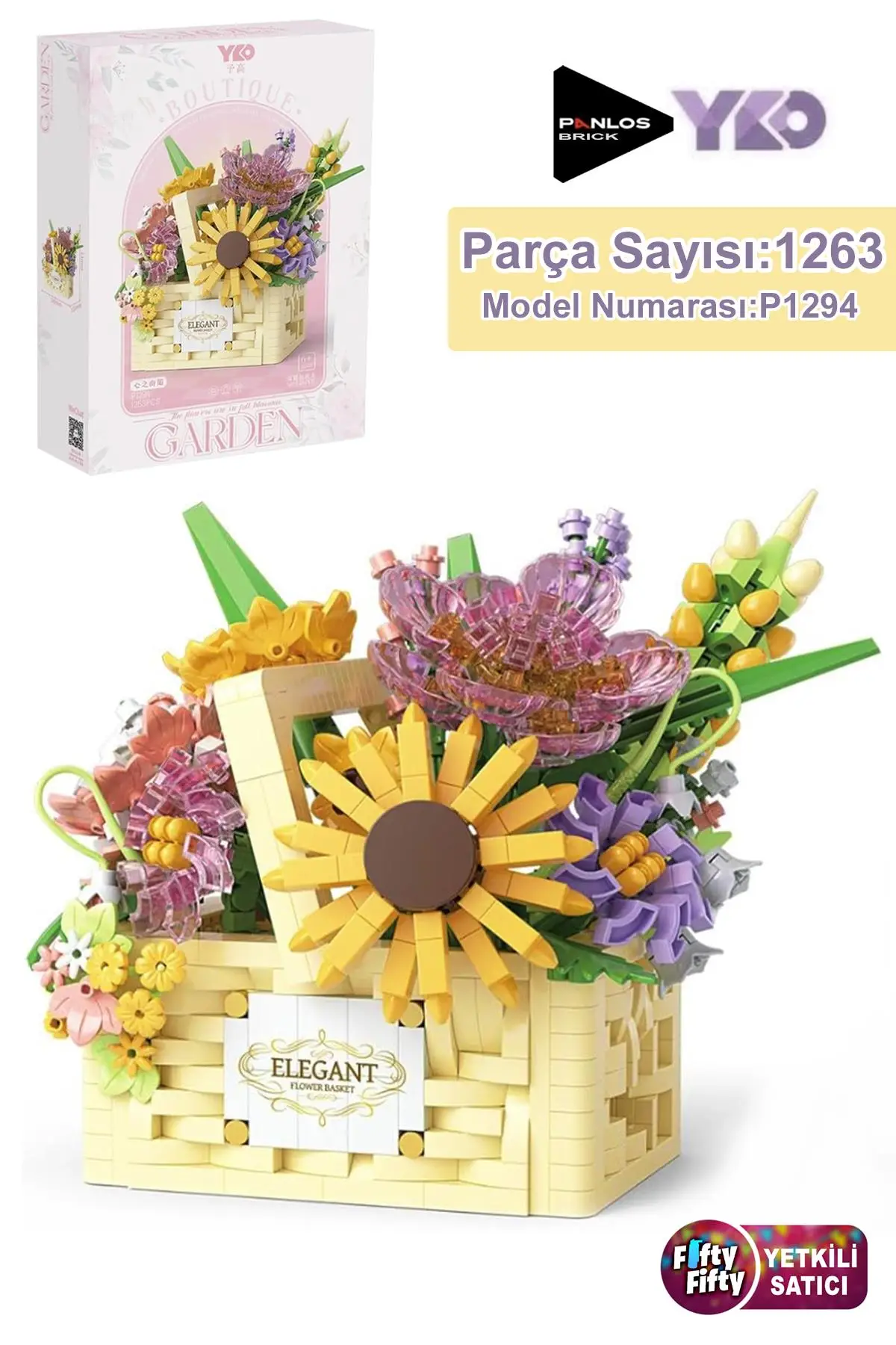 Panlos Yko Serisi Dekoratif ve Koleksiyonluk Çiçek Buketi Modeli 1263 Parça Yapım Seti -FFP1294