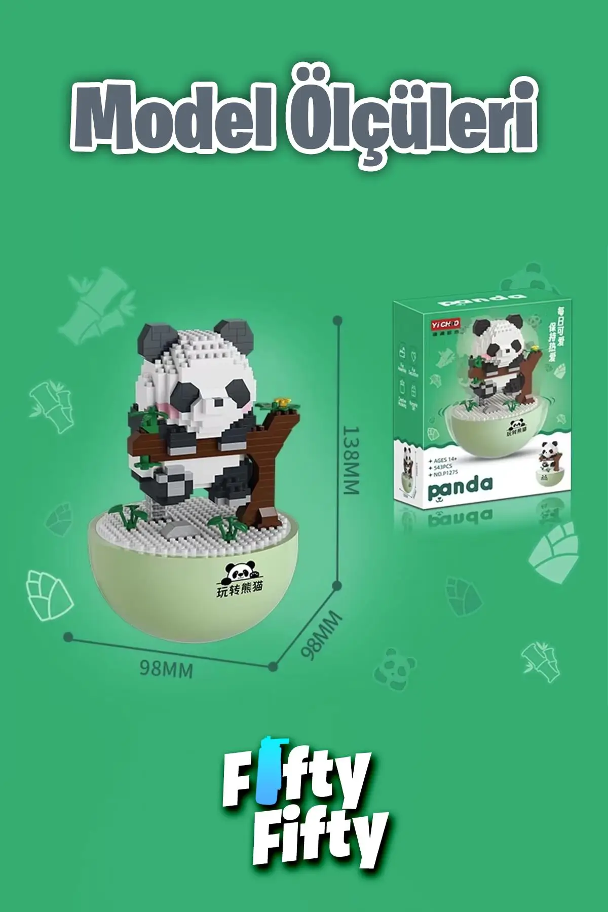 Panlos Yko Serisi Dekoratif ve Koleksiyonluk Panda Modeli 543 Parça Yapım Seti -FFP1275