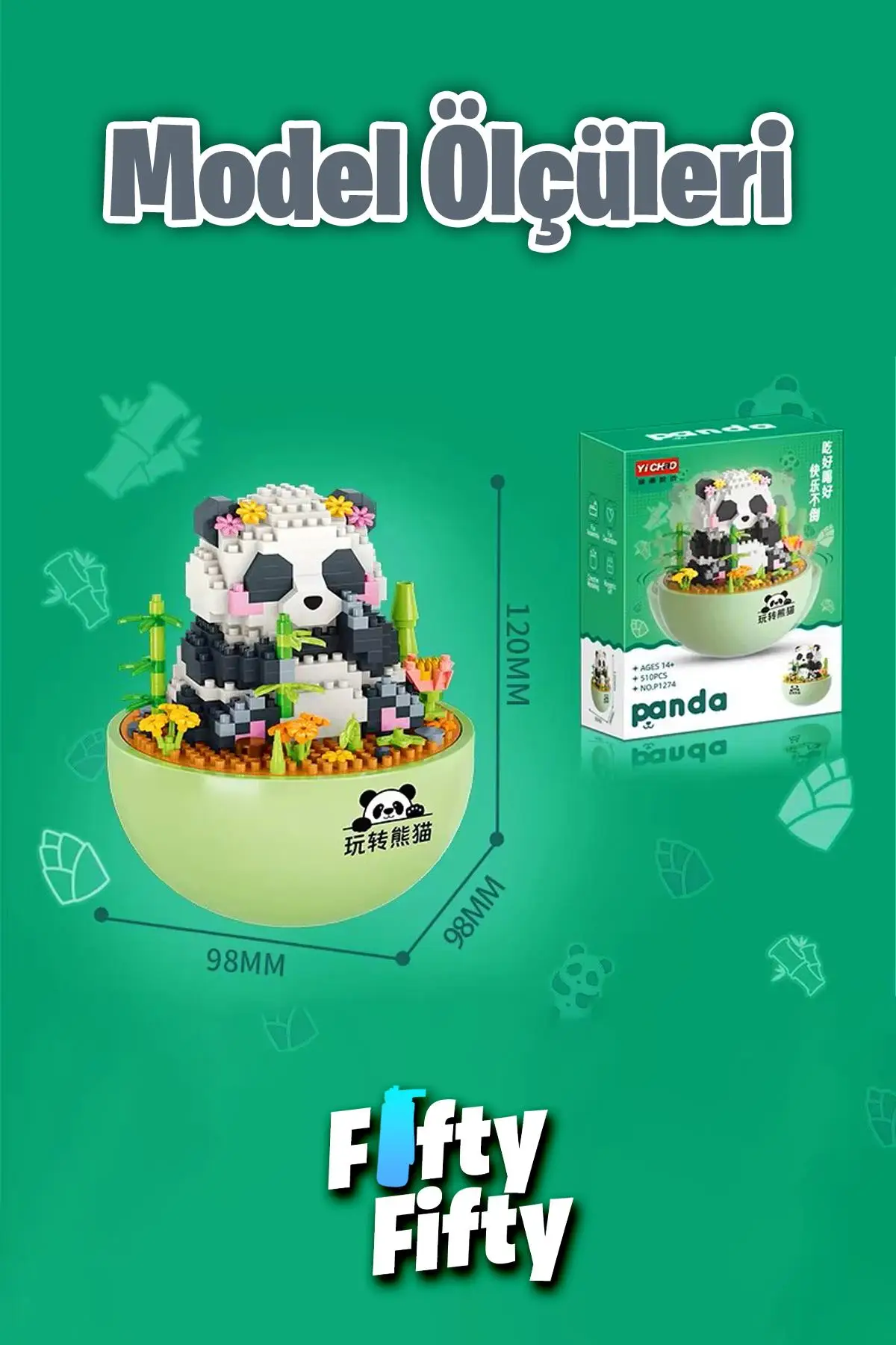 Panlos Yko Serisi Dekoratif ve Koleksiyonluk Panda Modeli 510 Parça Yapım Seti -FFP1274