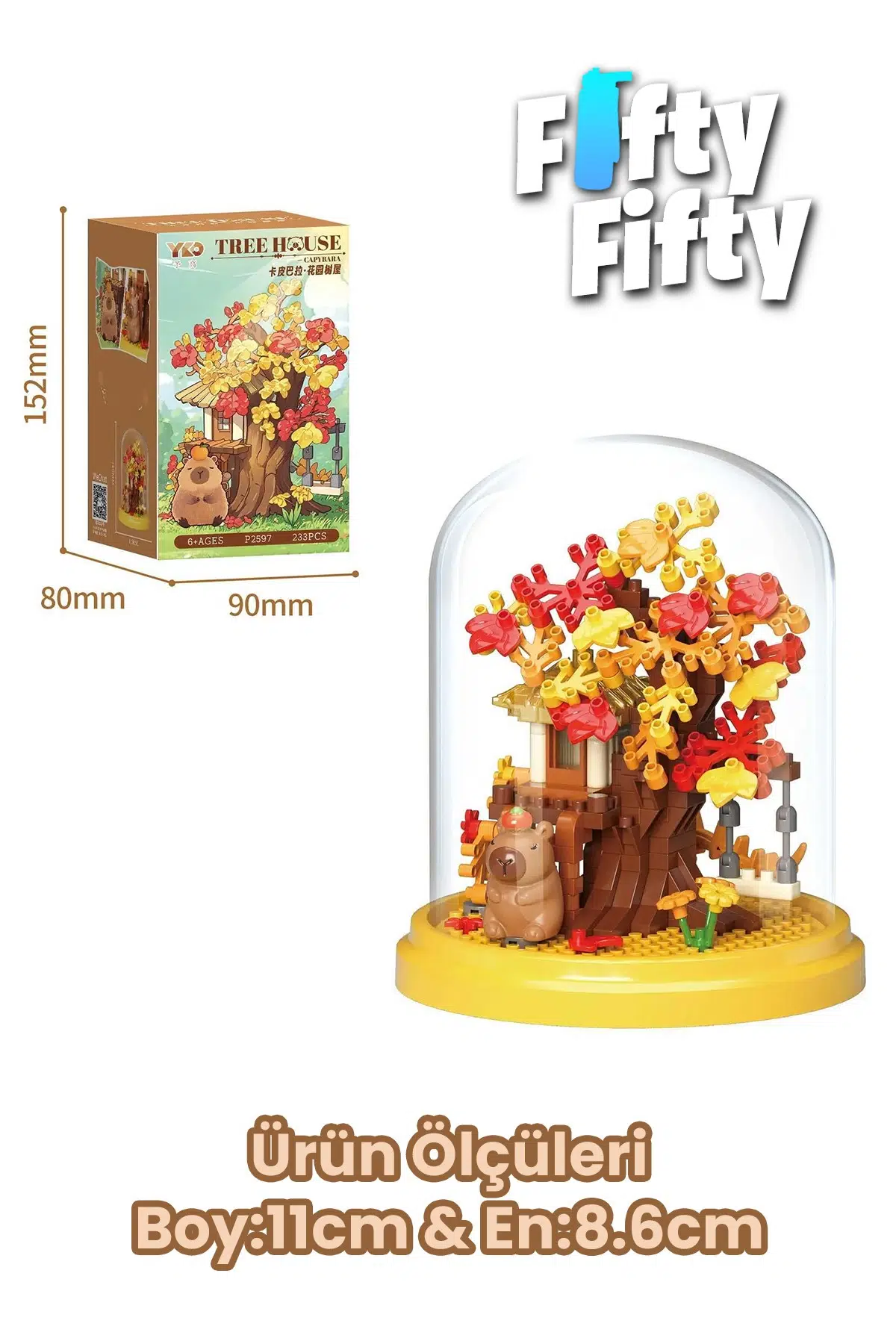 Panlos YKO Serisi Kapibara Figürlü Ağaç Ev 233 Parça Oyuncak Blok Yapım Seti FF-P2597