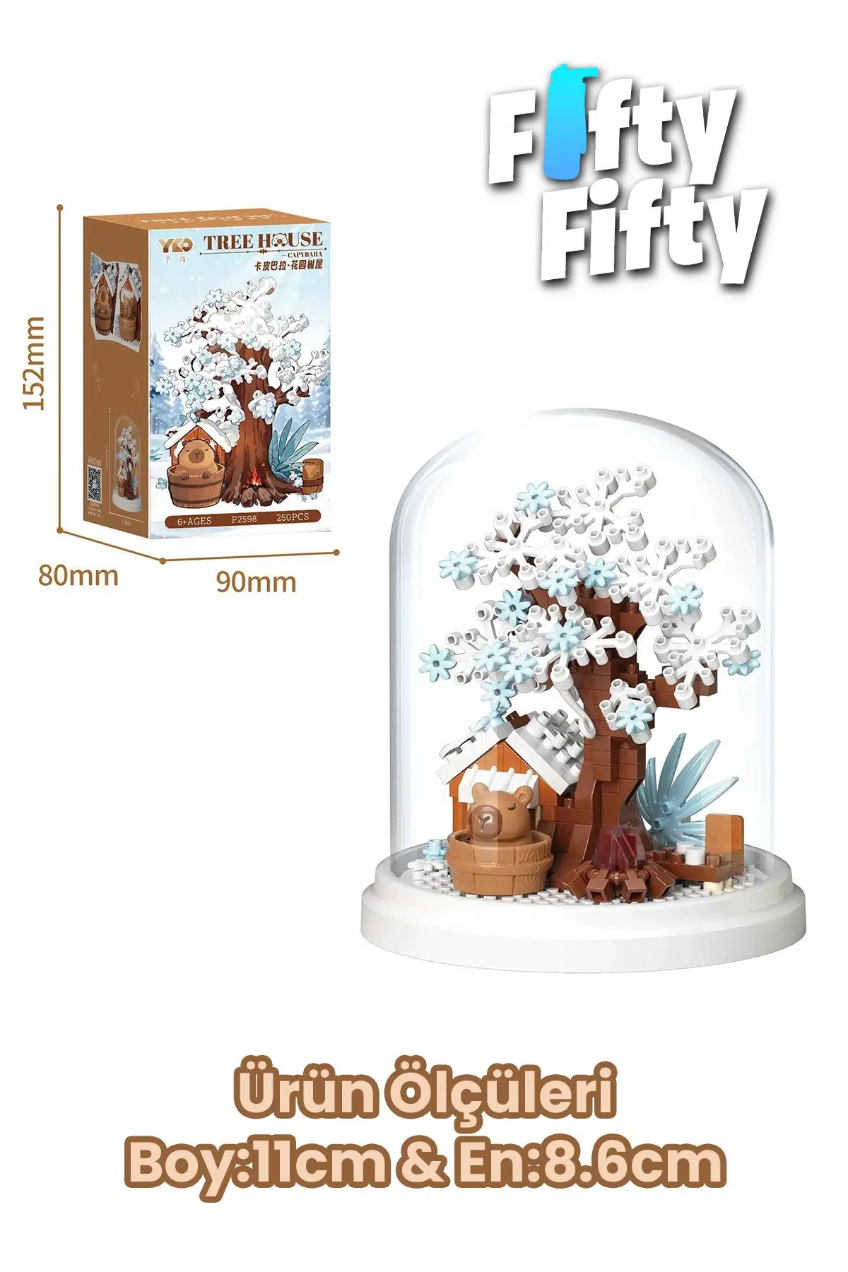 Panlos YKO Serisi Kapibara Figürlü Ağaç Ev 250 Parça Oyuncak Blok Yapım Seti FF-P2598