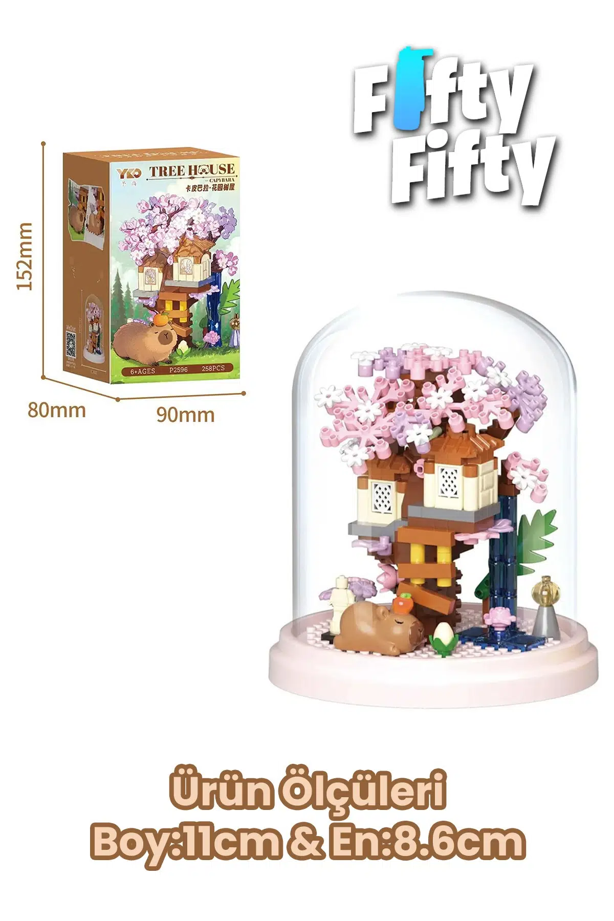 Panlos YKO Serisi Kapibara Figürlü Ağaç Ev 258 Parça Oyuncak Blok Yapım Seti FF-P2596