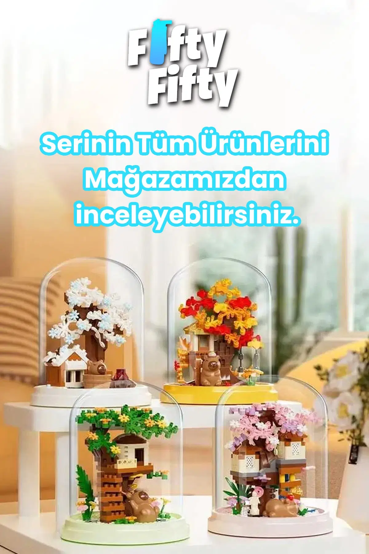 Panlos YKO Serisi Kapibara Figürlü Ağaç Ev 258 Parça Oyuncak Blok Yapım Seti FF-P2596