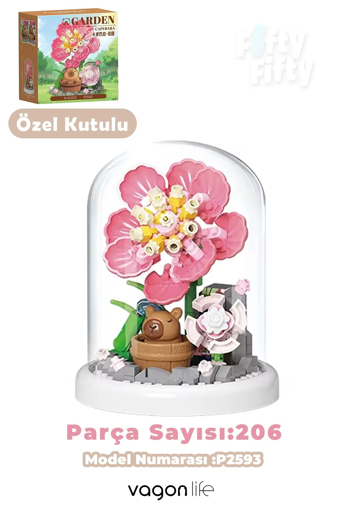 Panlos YKO Serisi Kapibara Figürlü Çiçek Modeli 206 Parça Oyuncak Blok Yapım Seti FF-P2593
