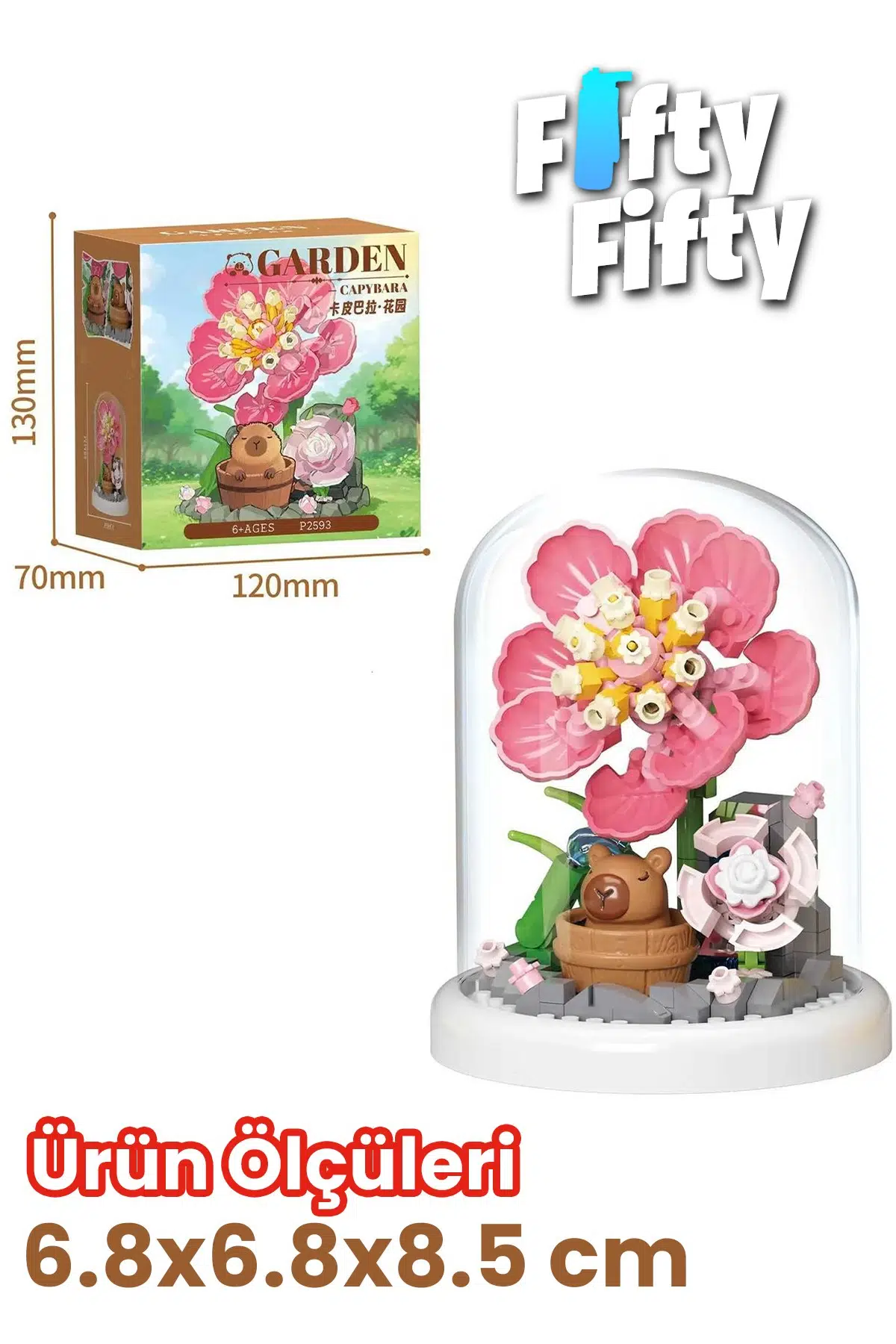 Panlos YKO Serisi Kapibara Figürlü Çiçek Modeli 206 Parça Oyuncak Blok Yapım Seti FF-P2593