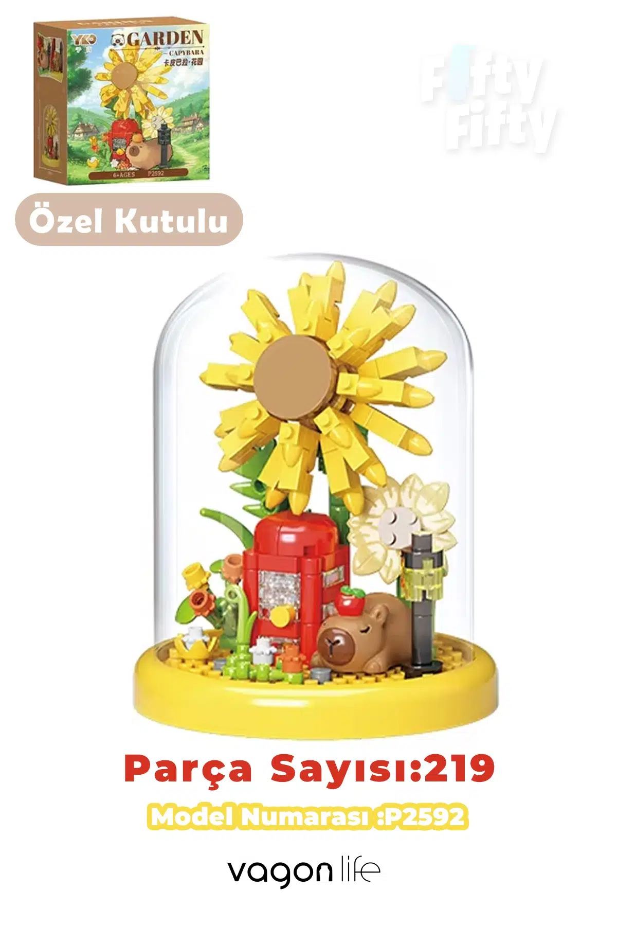 Panlos YKO Serisi Kapibara Figürlü Ay Çiçeği Modeli 219 Parça Oyuncak Blok Yapım Seti FF-P2592