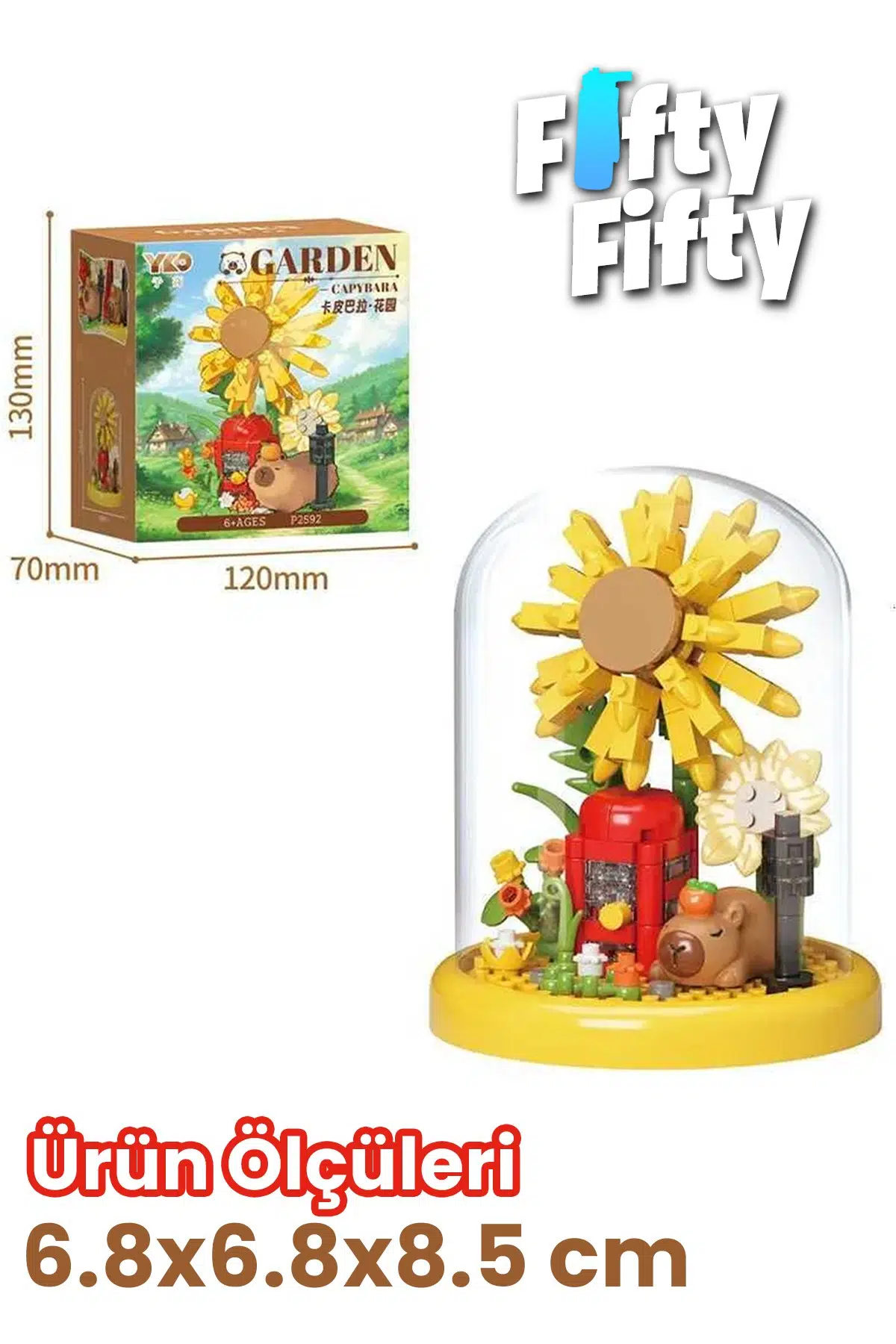 Panlos YKO Serisi Kapibara Figürlü Ay Çiçeği Modeli 219 Parça Oyuncak Blok Yapım Seti FF-P2592