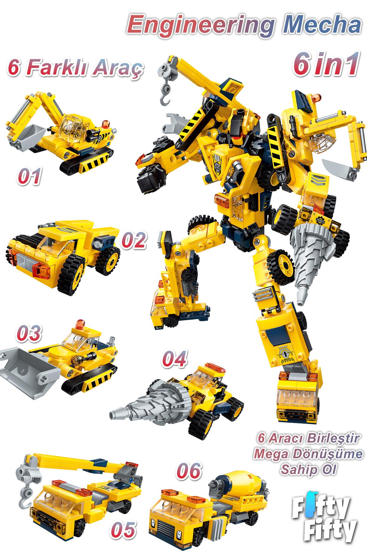 Qman Keeppley 6 In 1 Engineering Mecha -6 Farklı Araç Içerir- Oyuncak Yapım SETI1417