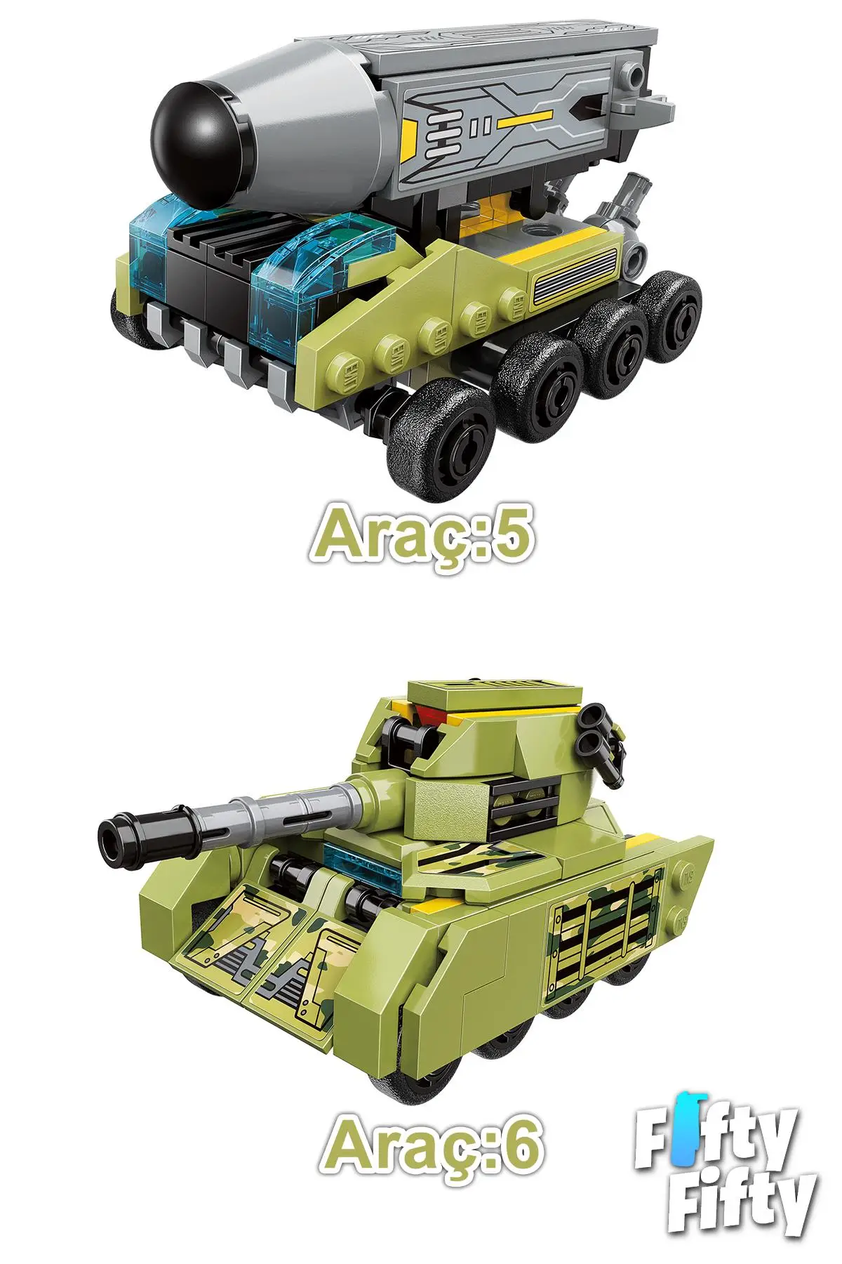 Qman Keeppley 6 In 1 Bean Fire Warord -6 Farklı Araç Içerir- Oyuncak Yapım SET FFQK-41108
