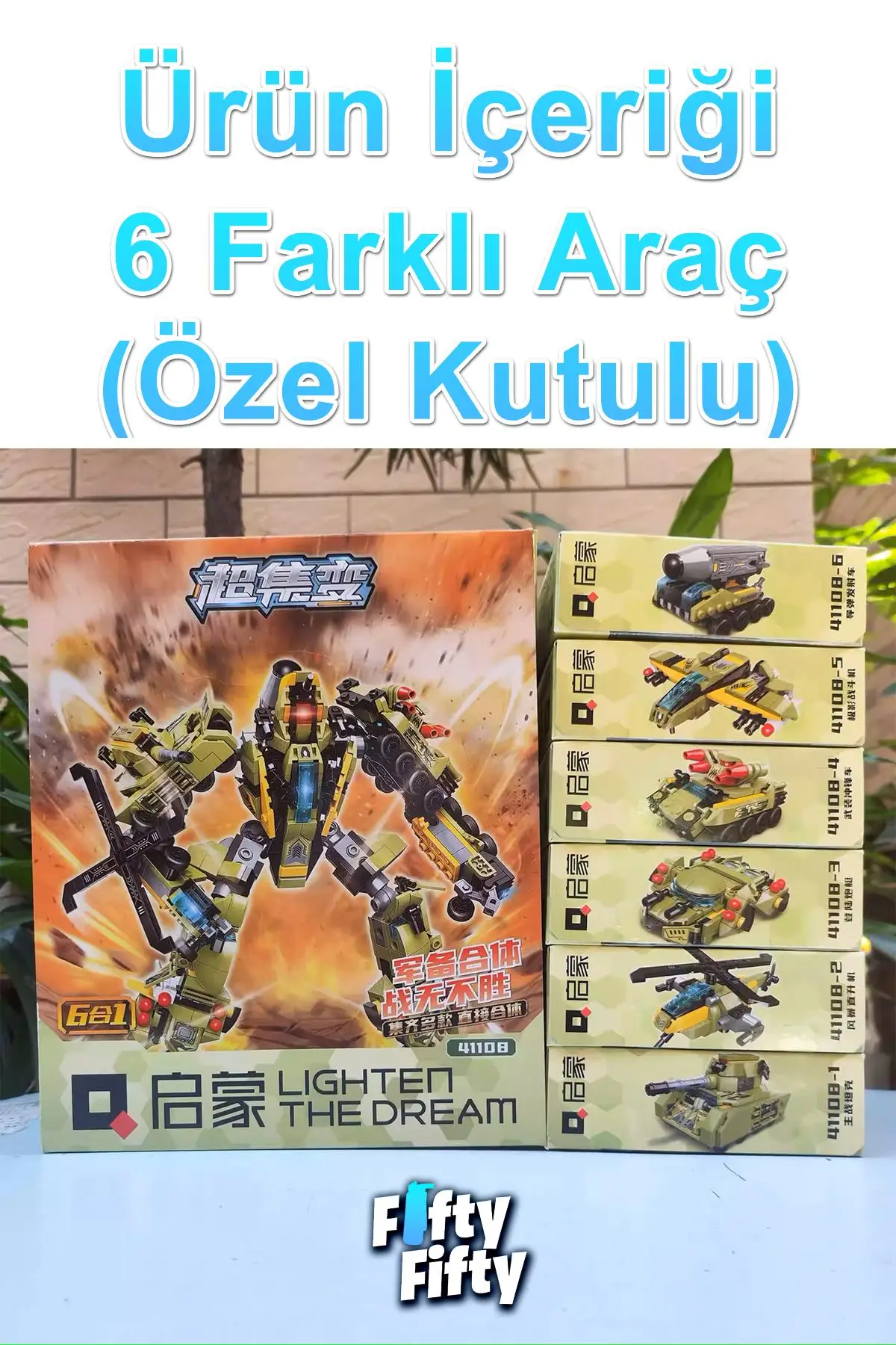 Qman Keeppley 6 In 1 Bean Fire Warord -6 Farklı Araç Içerir- Oyuncak Yapım SET FFQK-41108
