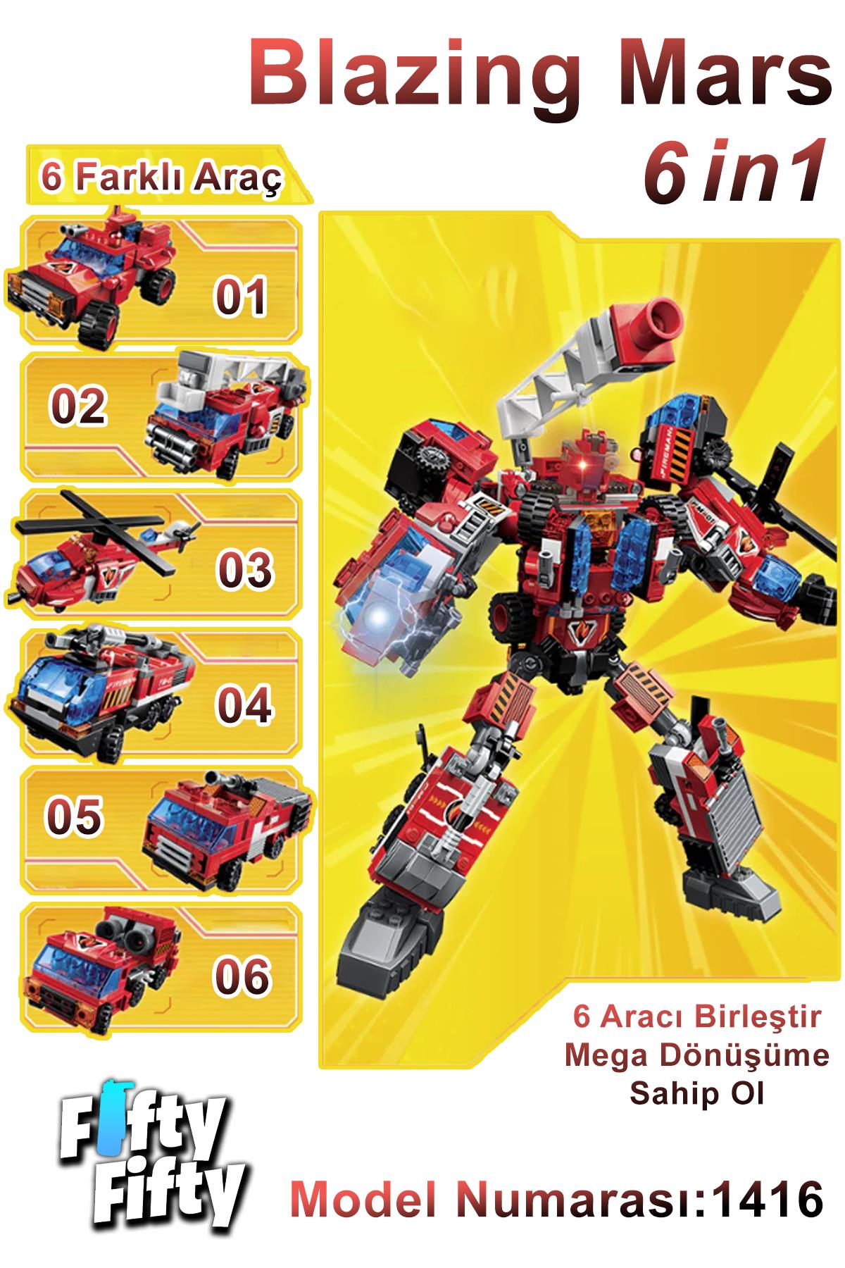 Qman Keeppley 6 In 1 Blazing Mars -6 Farklı Araç Içerir- Oyuncak Yapım Seti-FFQK-1416