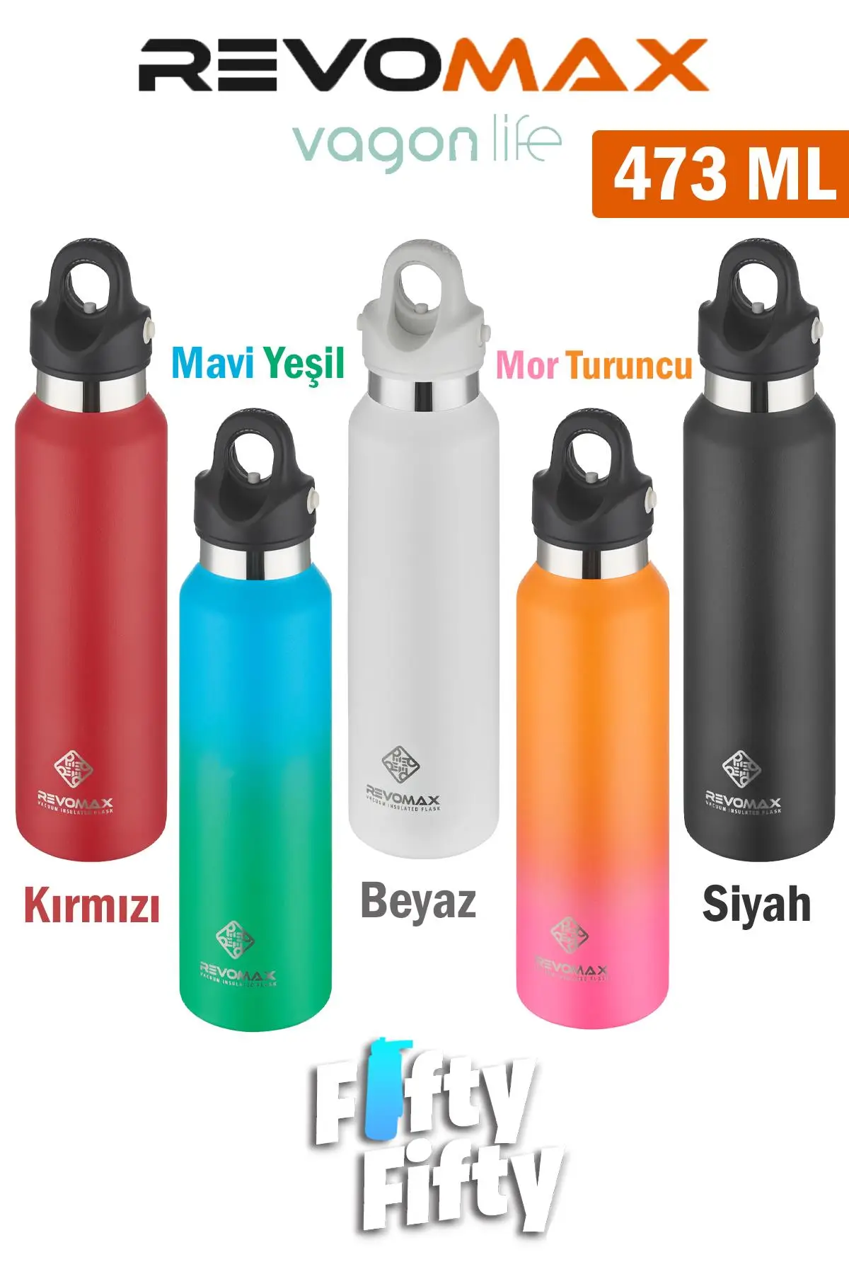 Revomax 473 ML Özel Kapak Sistemli 18saat Sıcak/36 Saat Soğuk Çelik Termos -473ML 