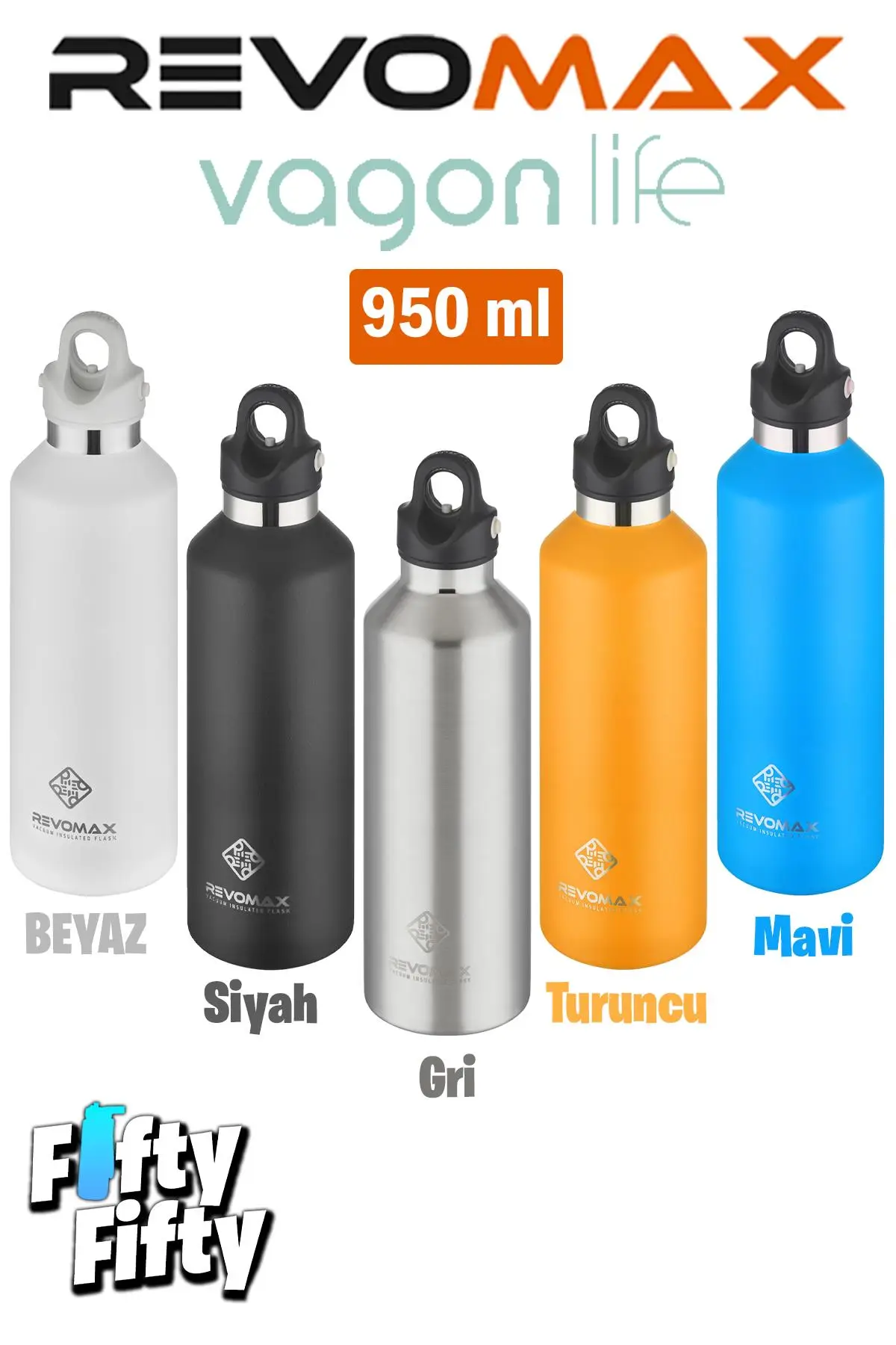 Revomax 950 ML Büyük Kapasiteli Özel Kapak Sistemli 18saat Sıcak/36 Saat Soğuk Çelik Termos -950ML 