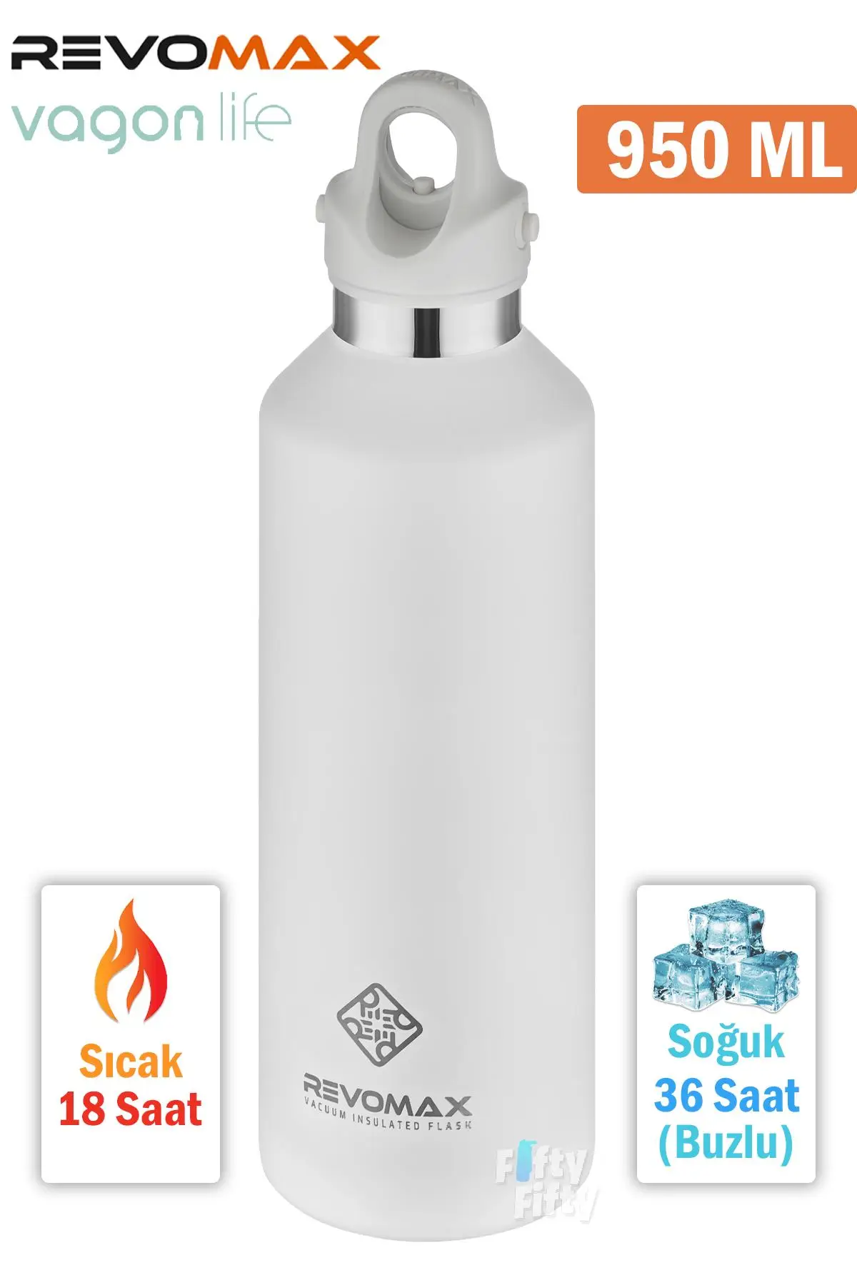 Revomax 950 ML Büyük Kapasiteli Özel Kapak Sistemli 18saat Sıcak/36 Saat Soğuk Çelik Termos -950ML 