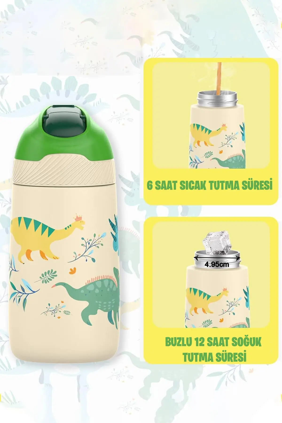 Vagonlife 2`Lİ SET 350 ML Çocuk Pipetli Çelik Matara Paslanmaz Çelik Termos 5 Farklı Renk 2055-350ML