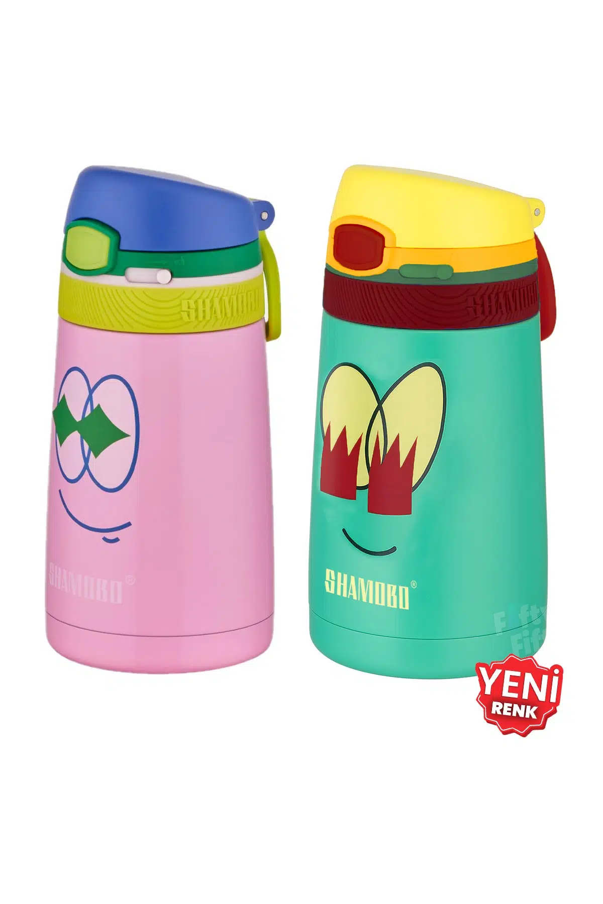 Shamobo 2Lİ SET Pipetli Çelik Termos 350ml -6 Saat Isı Yalıtımı-