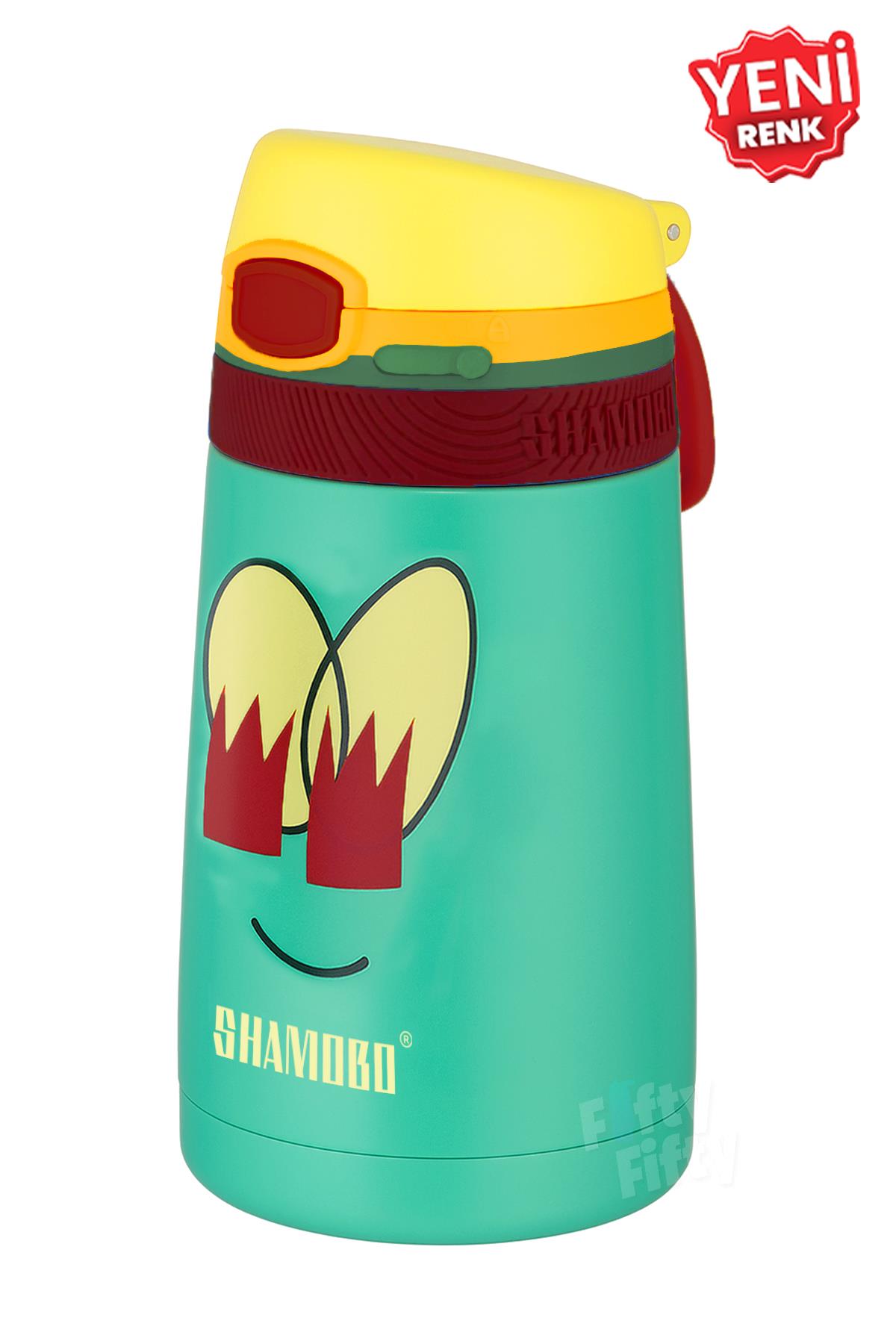 Shamobo Çocuk 350 Ml Pipetli Paslanmaz Çelik Termos Bpa İçermez 9 Renk - Açık Yeşil