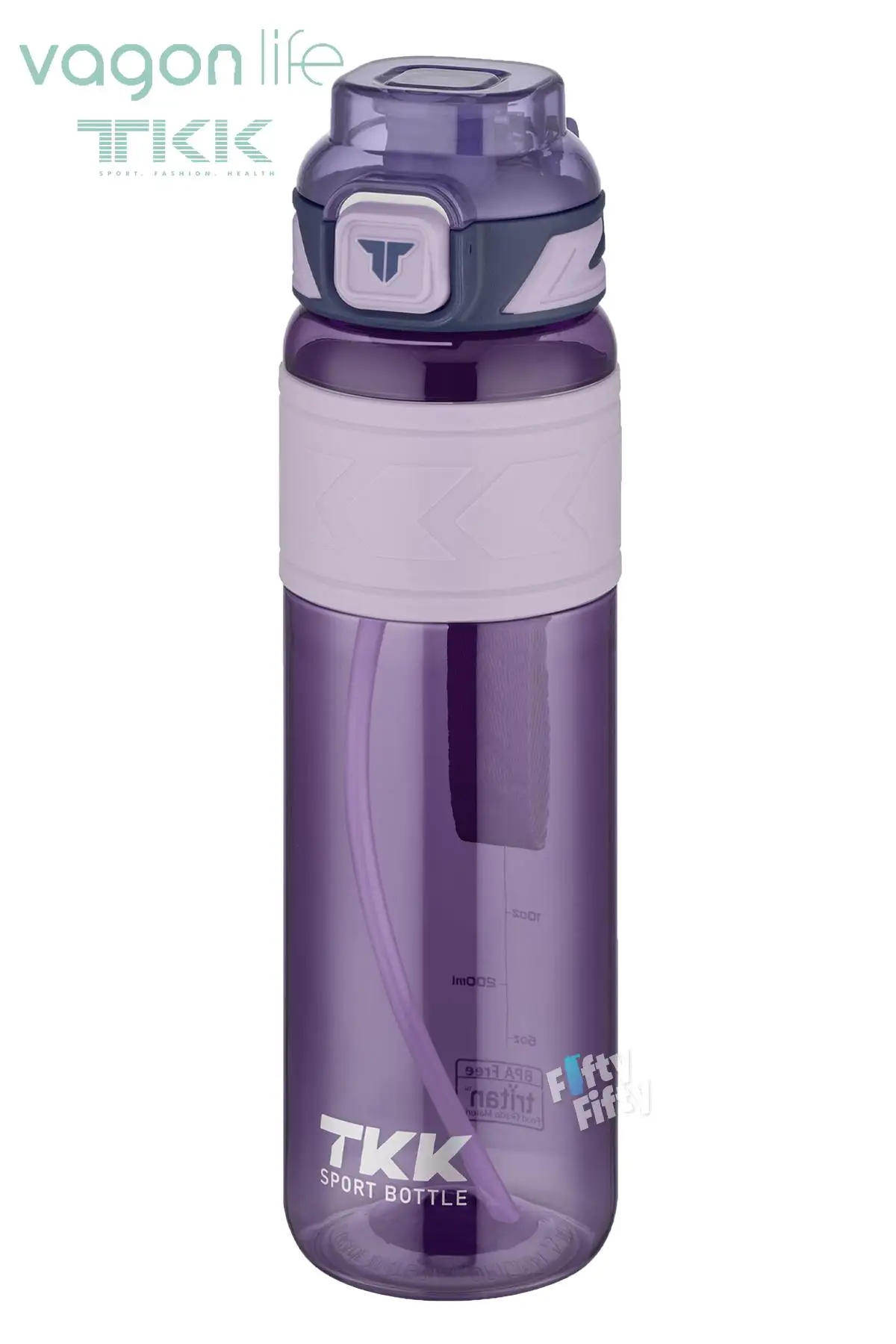 TKK 1000 ML Çift Kullanım Pipetli/Rahat içim Bpa İçermeyen Taşıma Askılı Tritan Su Matarası FFTKK1020-1000