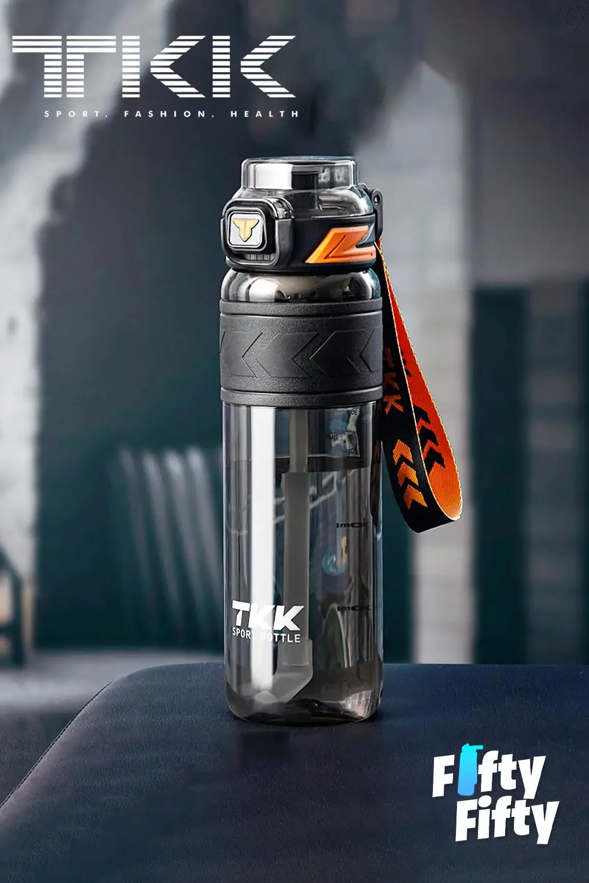 TKK 1000 ML Çift Kullanım Pipetli/Rahat içim Bpa İçermeyen Taşıma Askılı Tritan Su Matarası FFTKK1020-1000