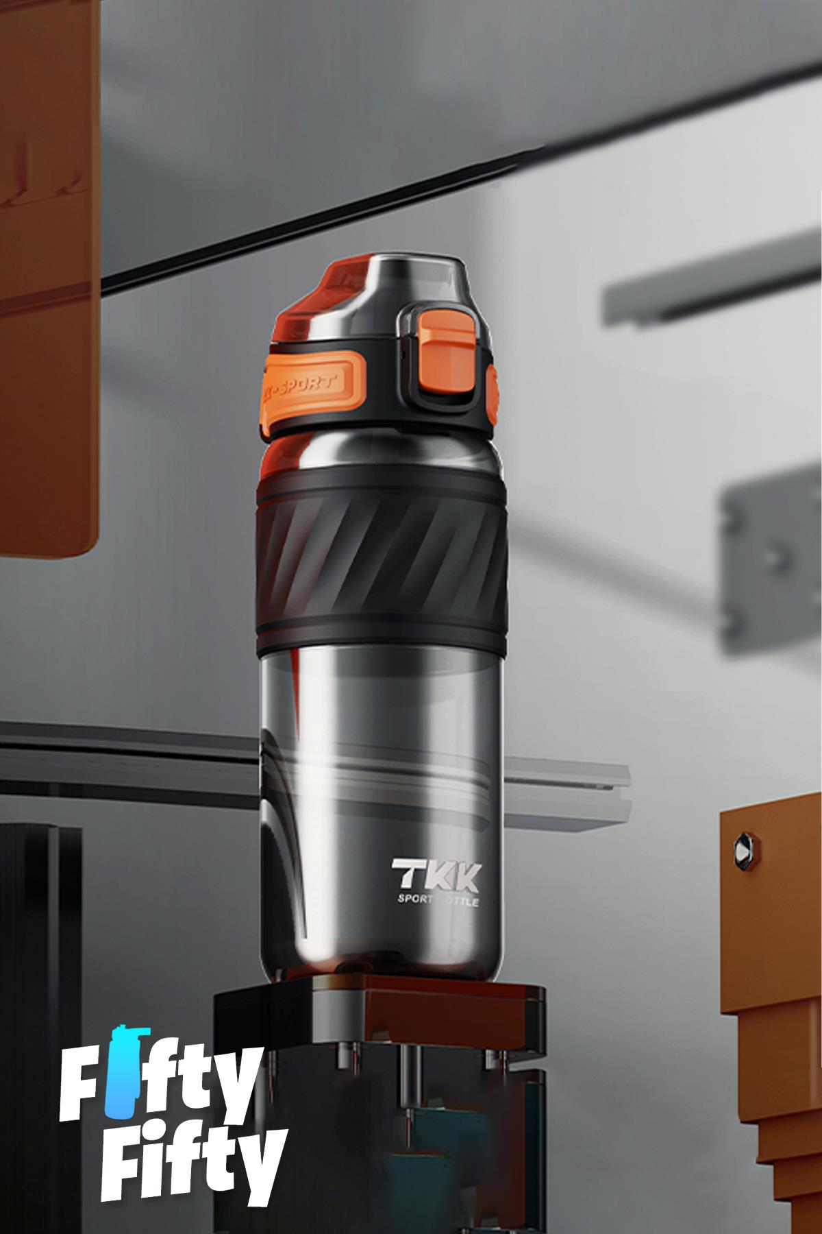 TKK 600 ML Çift Kullanım Pipetli/Rahat içim Bpa İçermeyen Taşıma Kulplu Tritan Su Matarası FFTKK1025-600ML
