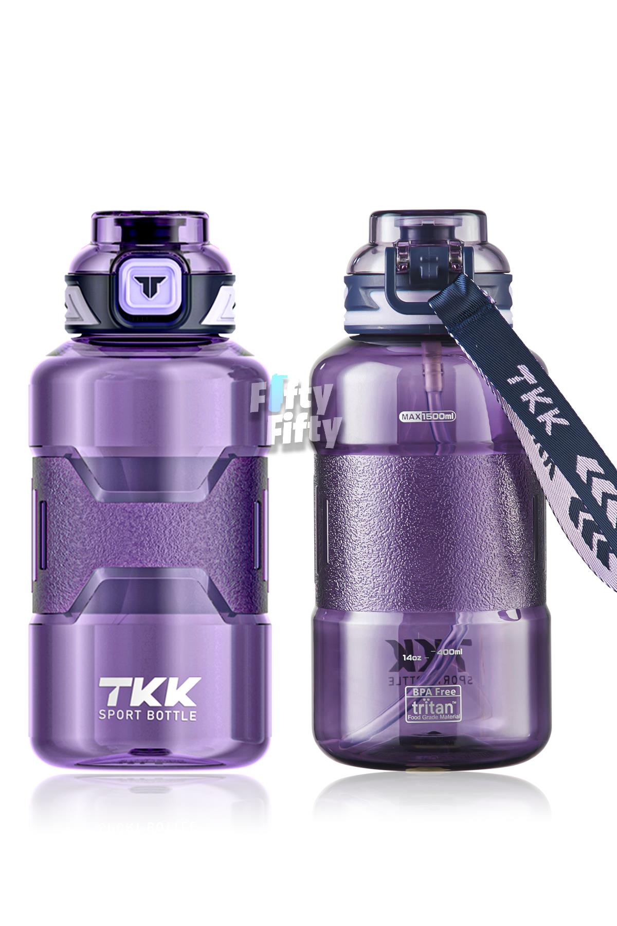 TKK 1500 ML Çift Kullanım Pipetli/Rahat içim Bpa İçermeyen Askılı Tritan Su Matarası FFTKK1021-1500