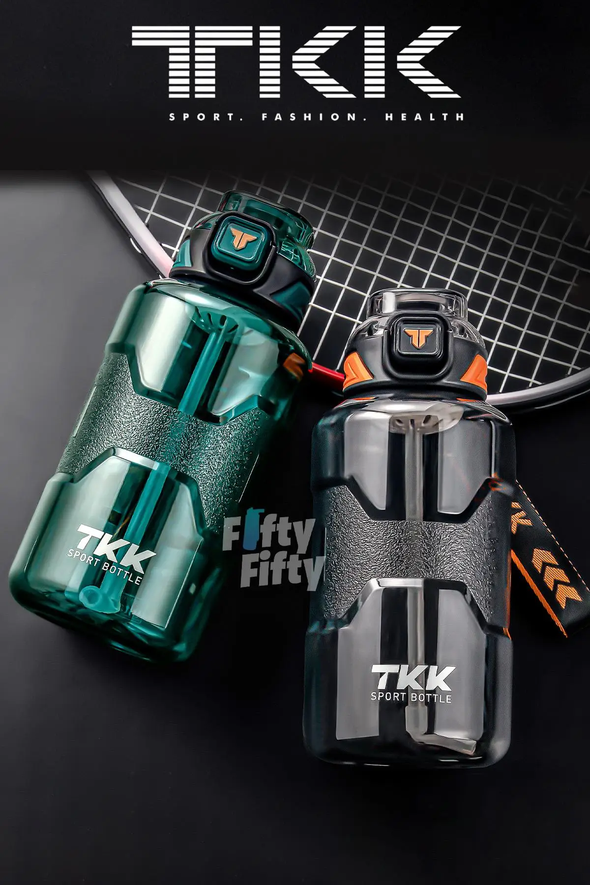 TKK 1500 ML Çift Kullanım Pipetli/Rahat içim Bpa İçermeyen Askılı Tritan Su Matarası FFTKK1021-1500