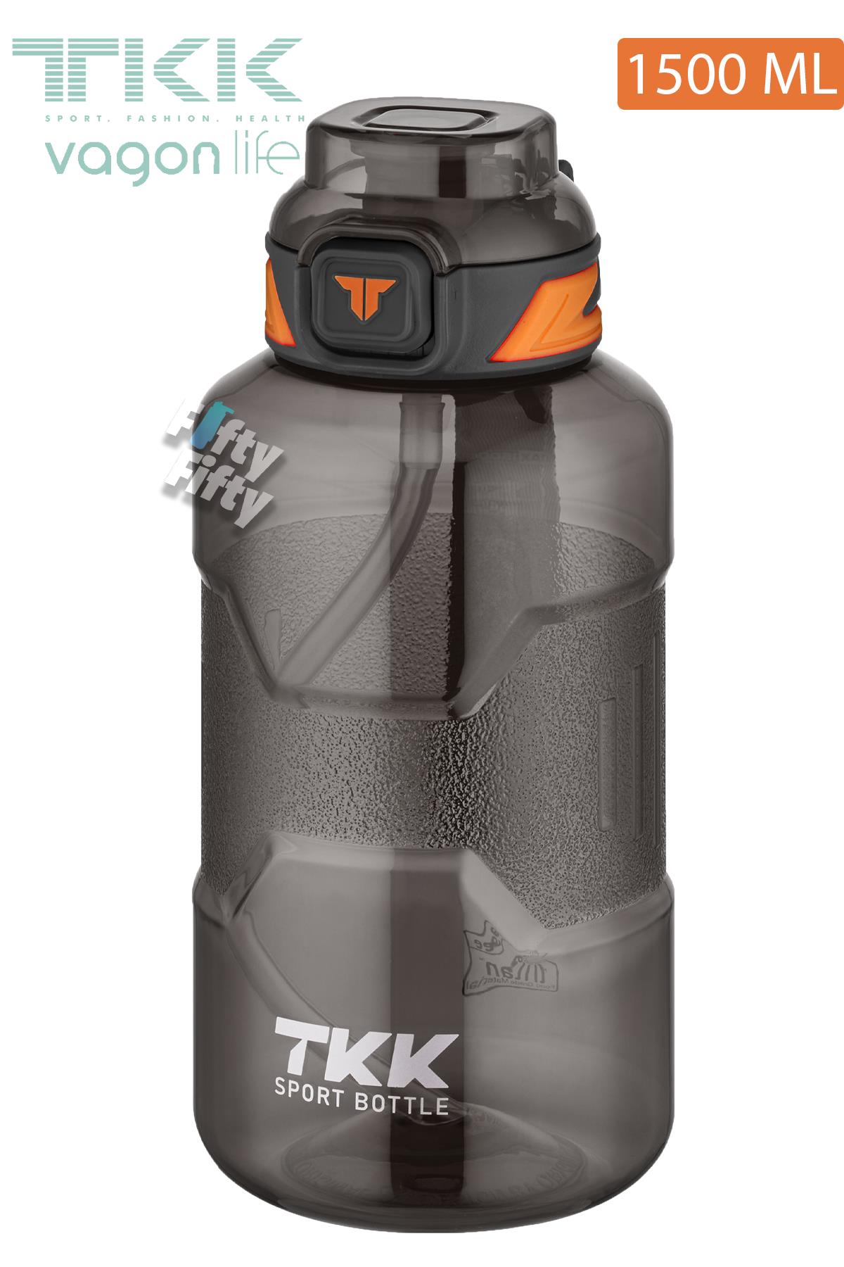 TKK 1500 ML Çift Kullanım Pipetli/Rahat içim Bpa İçermeyen Askılı Tritan Su Matarası FFTKK1021-1500