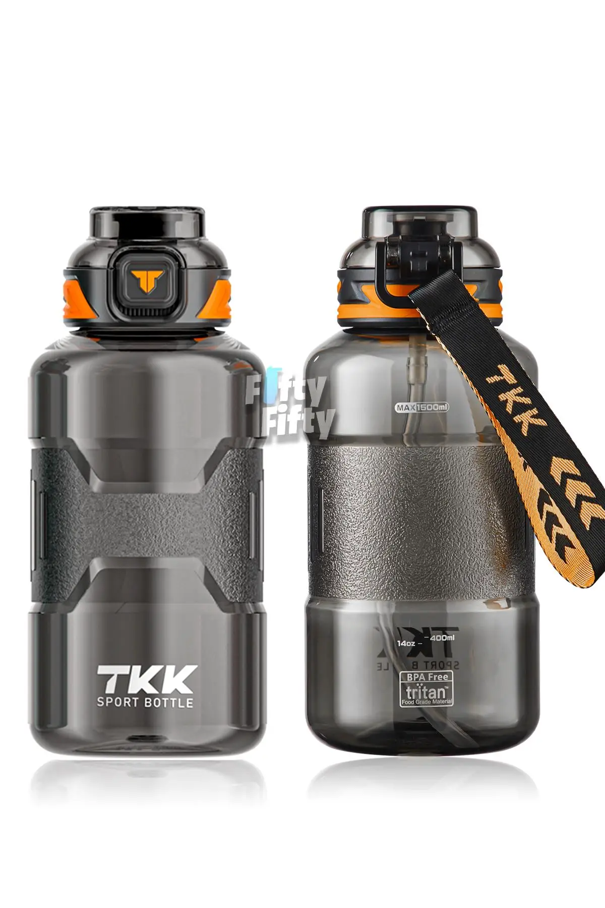 TKK 1500 ML Çift Kullanım Pipetli/Rahat içim Bpa İçermeyen Askılı Tritan Su Matarası FFTKK1021-1500