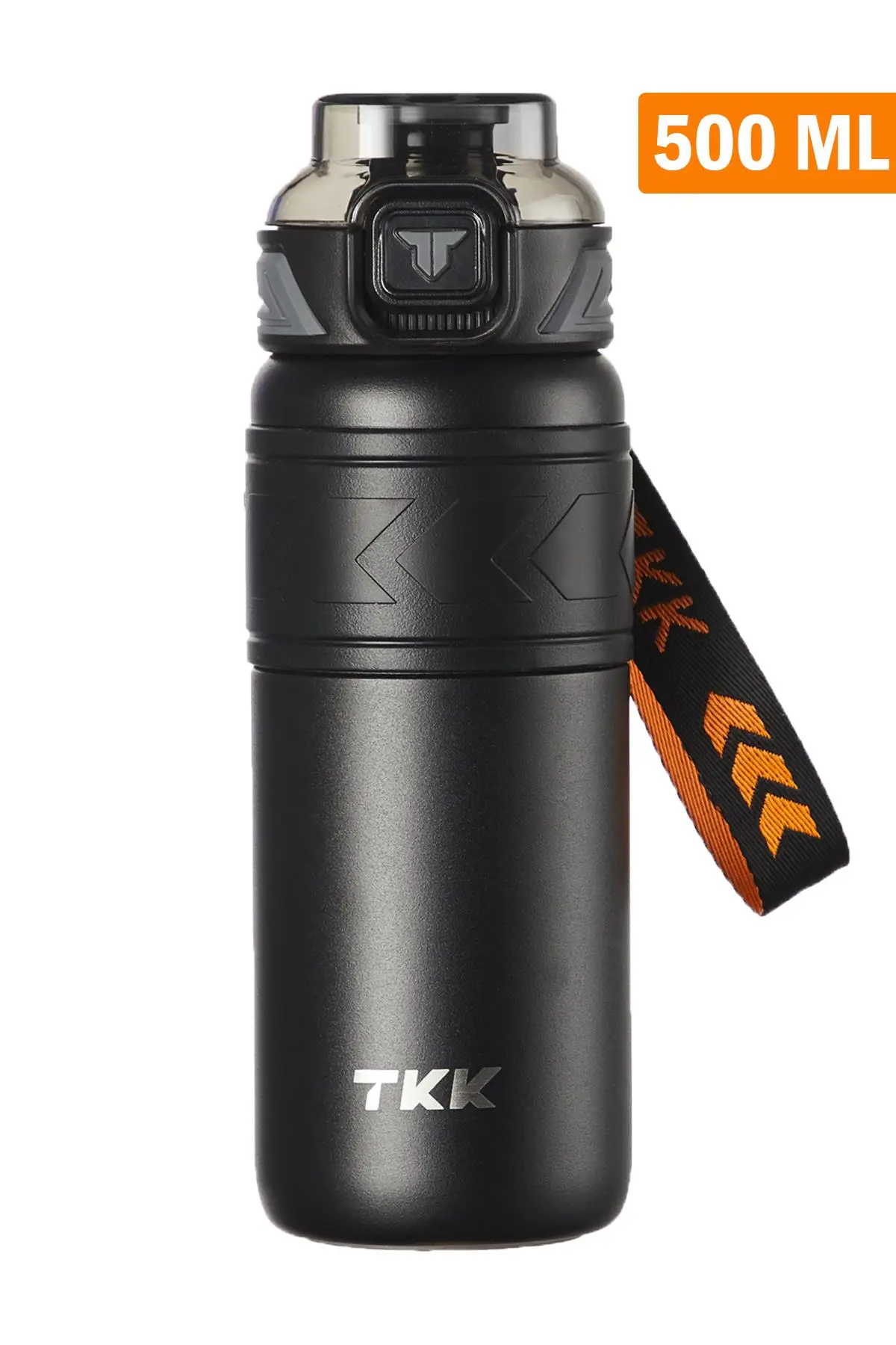 TKK 500 ML Çelik Termos Çift Kullanım Pipetli/Rahat İçim -12/24 Sıcak-Soğuk- Yalıtım -2022500ML - Siyah