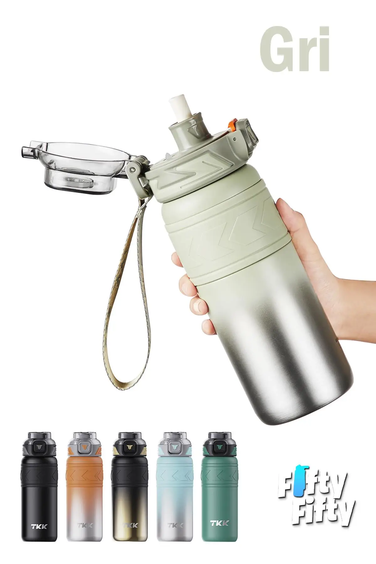 TKK 500 ML Çelik Termos Çift Kullanım Pipetli/Rahat İçim -12/24 Sıcak-Soğuk- Yalıtım -2022500ML