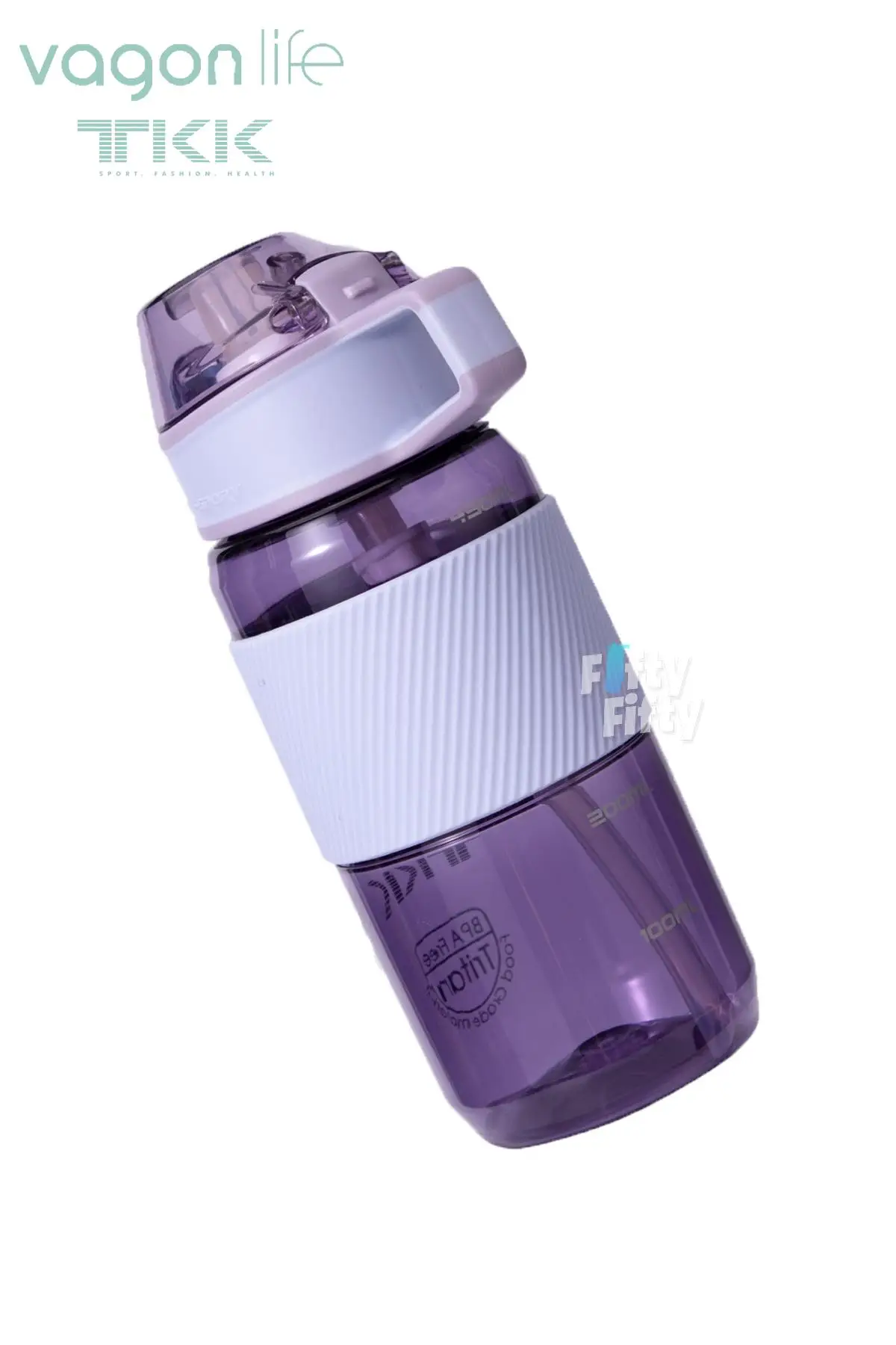 TKK 500 ML Kalın Isırılamaz Pipetli Bpa İçermeyen Taşıma Kulplu Tritan Su Matarası FFTKK1003-500ML
