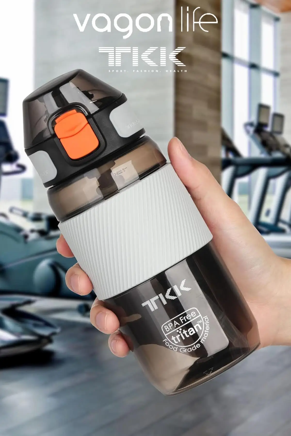TKK 500 ML Kalın Isırılamaz Pipetli Bpa İçermeyen Taşıma Kulplu Tritan Su Matarası FFTKK1003-500ML