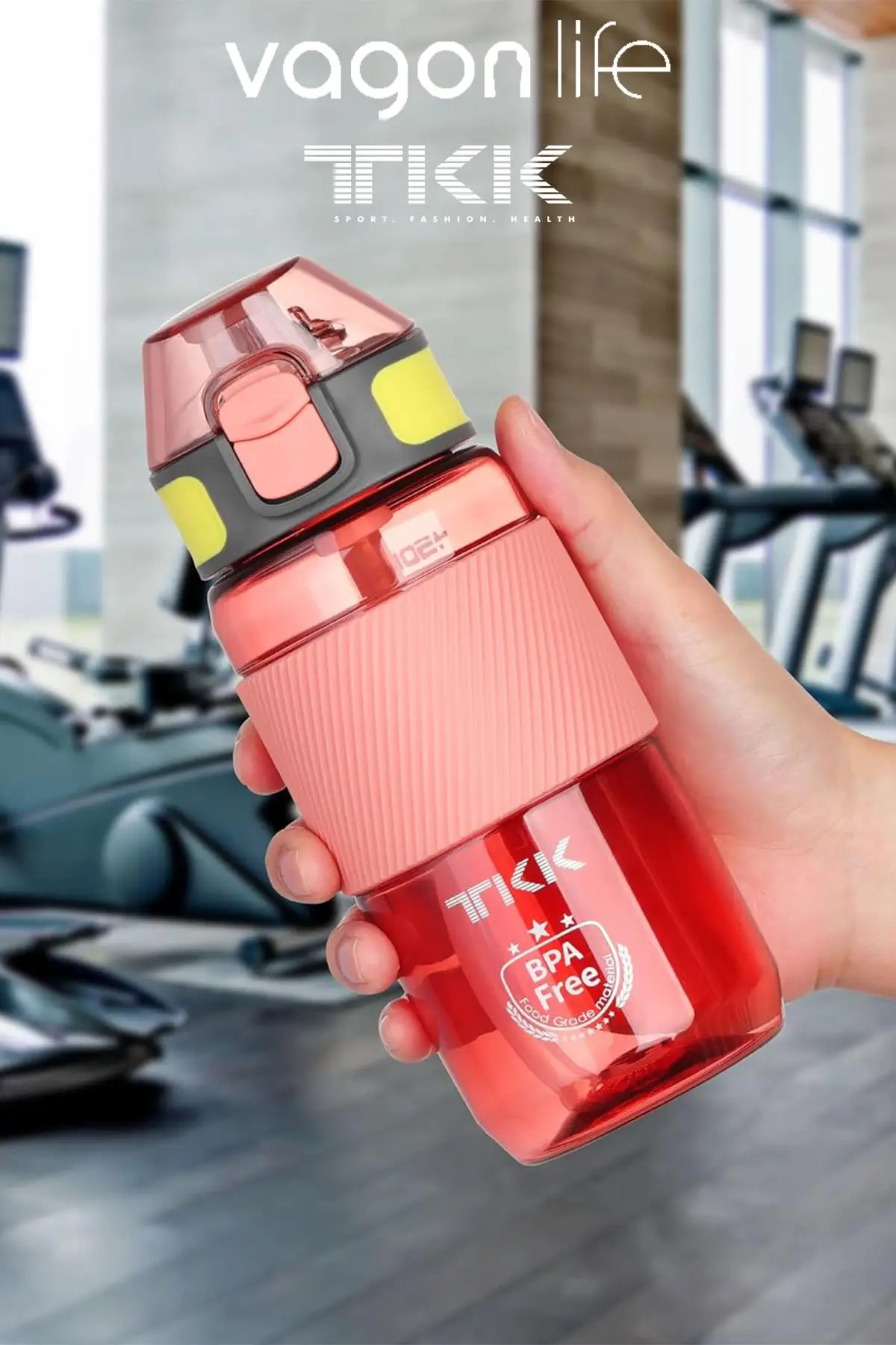 TKK 500 ML Kalın Isırılamaz Pipetli Bpa İçermeyen Taşıma Kulplu Tritan Su Matarası FFTKK1003-500ML