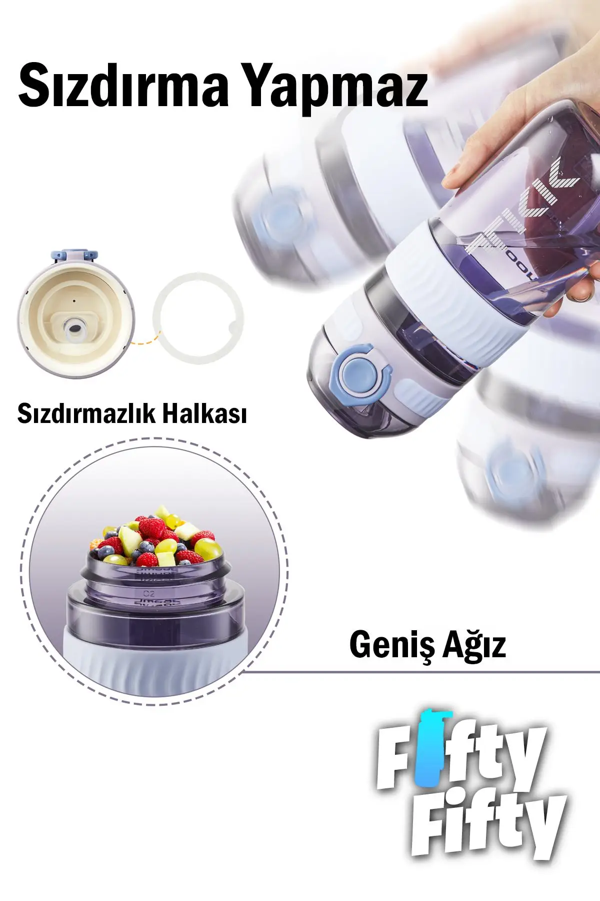 TKK 550 ML Pipetli Bpa İçermeyen Taşıma Kulplu Tritan Su Matarası FFTKK1016-550MLPipetli